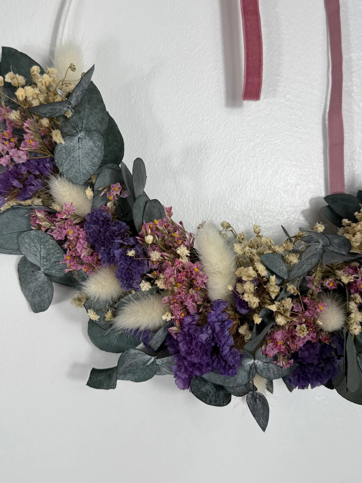 Trockenblumenkranz Eukalyptus lila pink