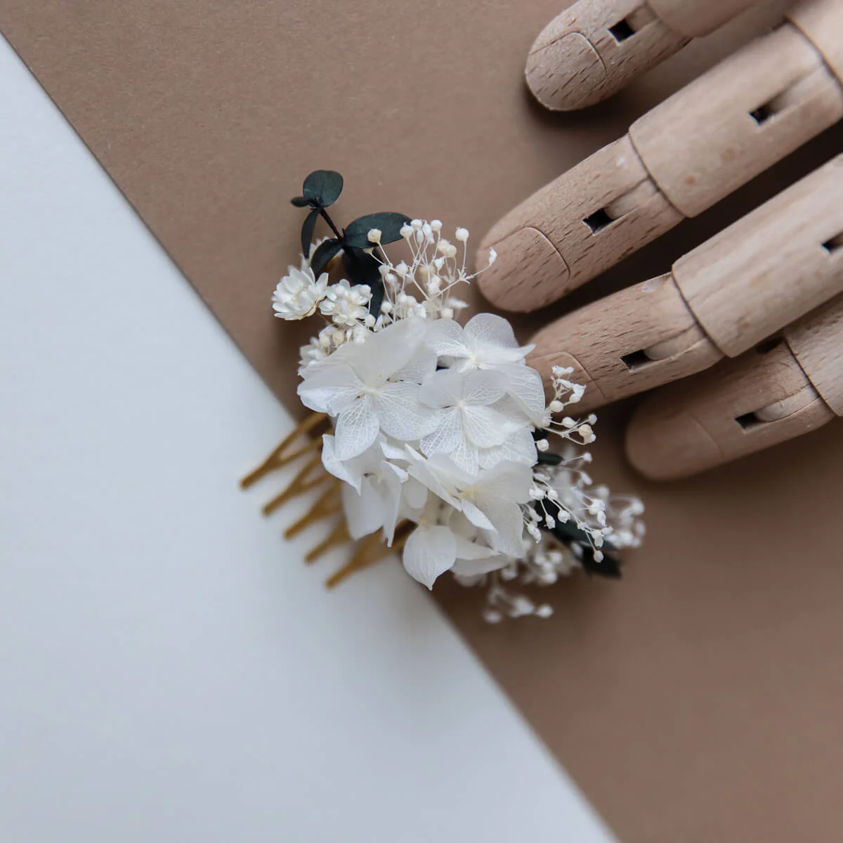 Haarkamm Trockenblumen Eukalyptus