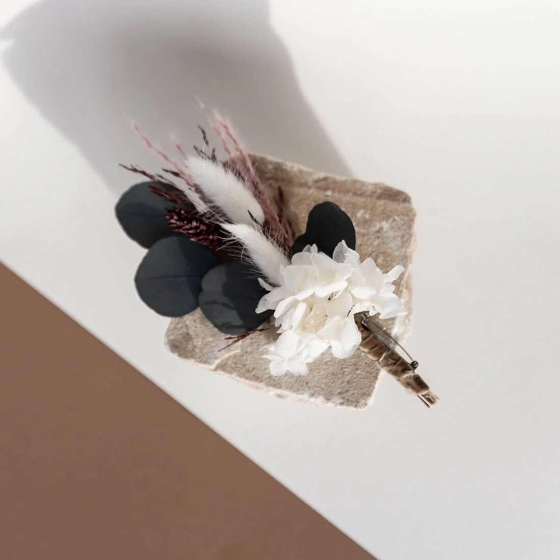 Anstecker Bräutigam I Trauzeuge I Trockenblumen Eukalyptus rosa weiß