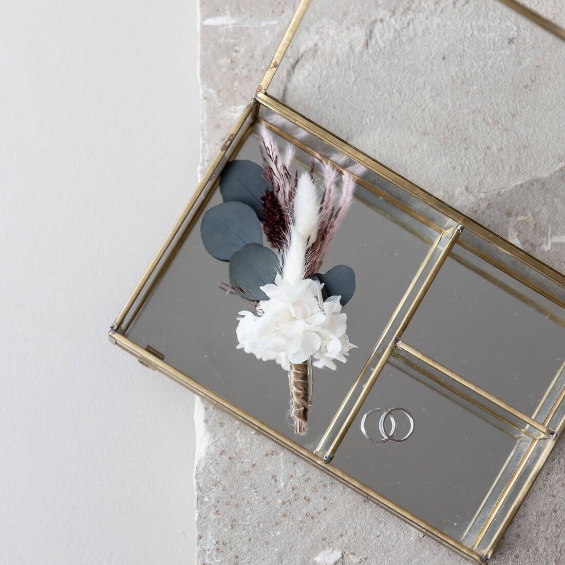 Anstecker Bräutigam I Trauzeuge I Trockenblumen Eukalyptus rosa weiß