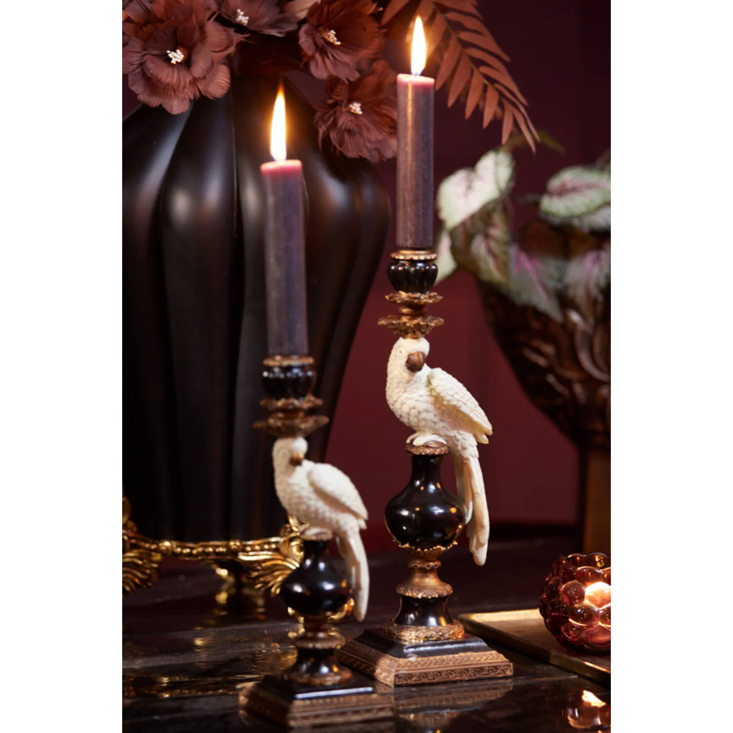 Papağan Figürlü Şamdan Mumluk