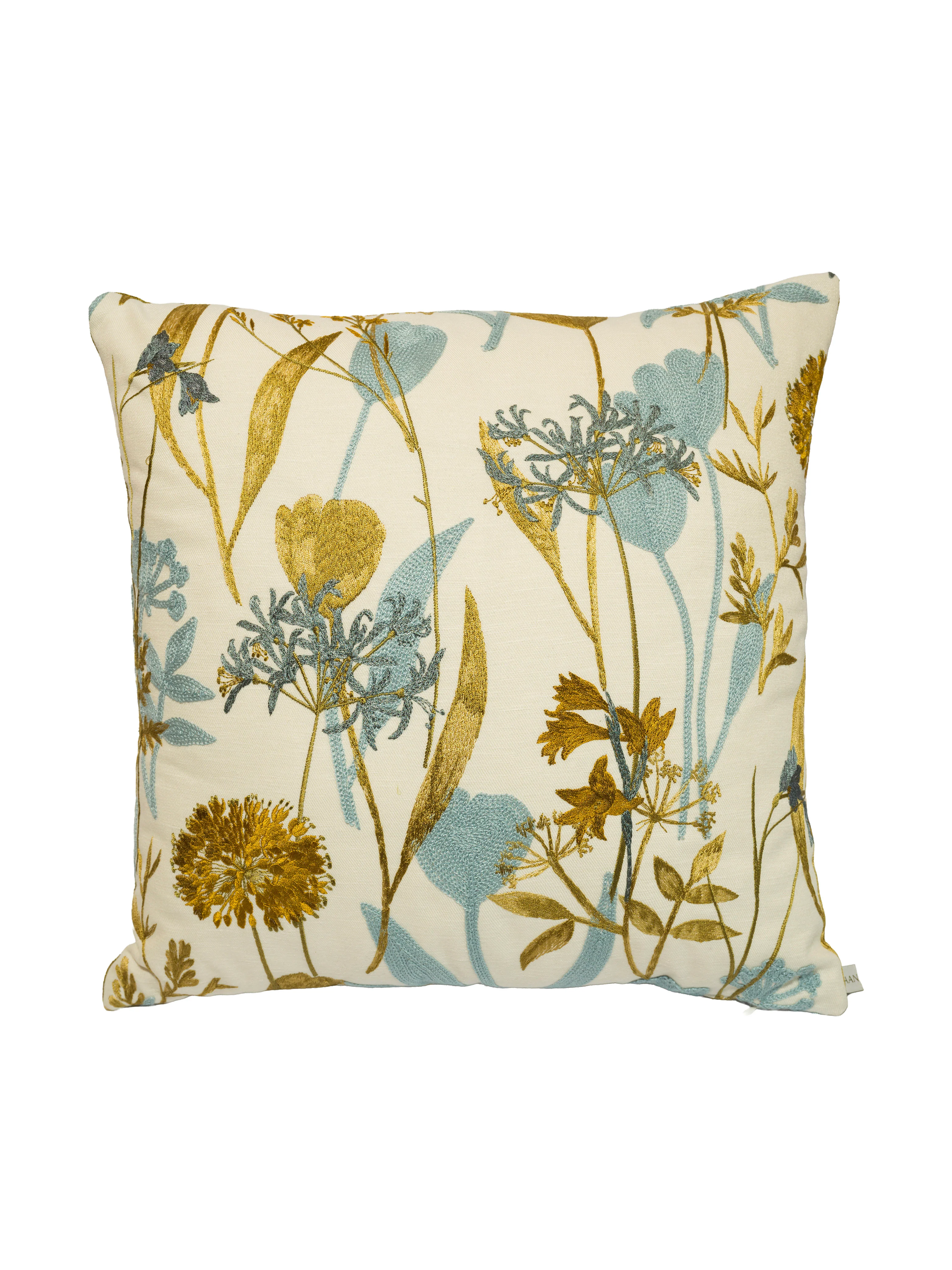 Çiçek Nakışlı Açık Mavi Yastık