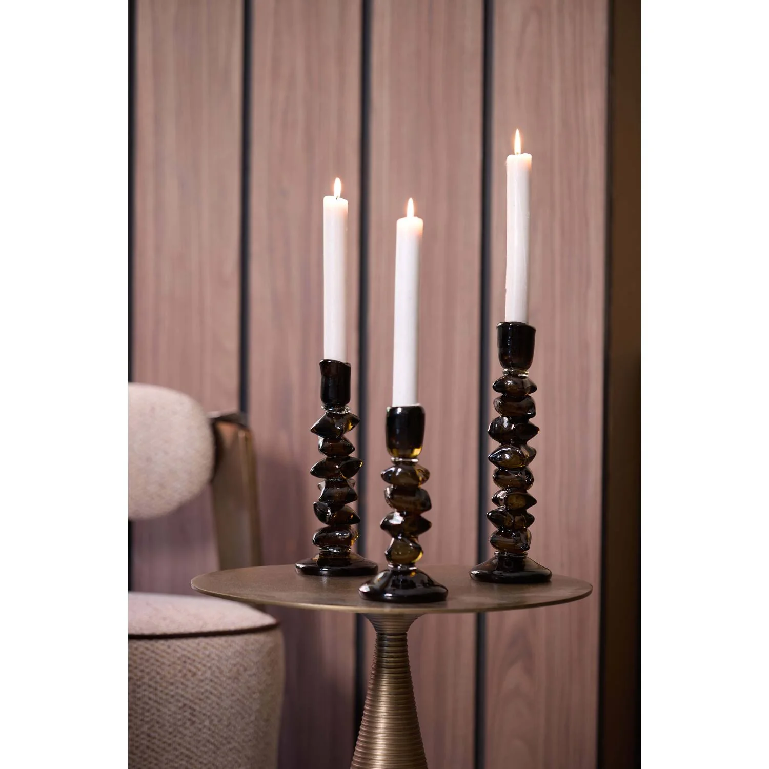 Yağ Yeşili Kristal Cam Mumluk