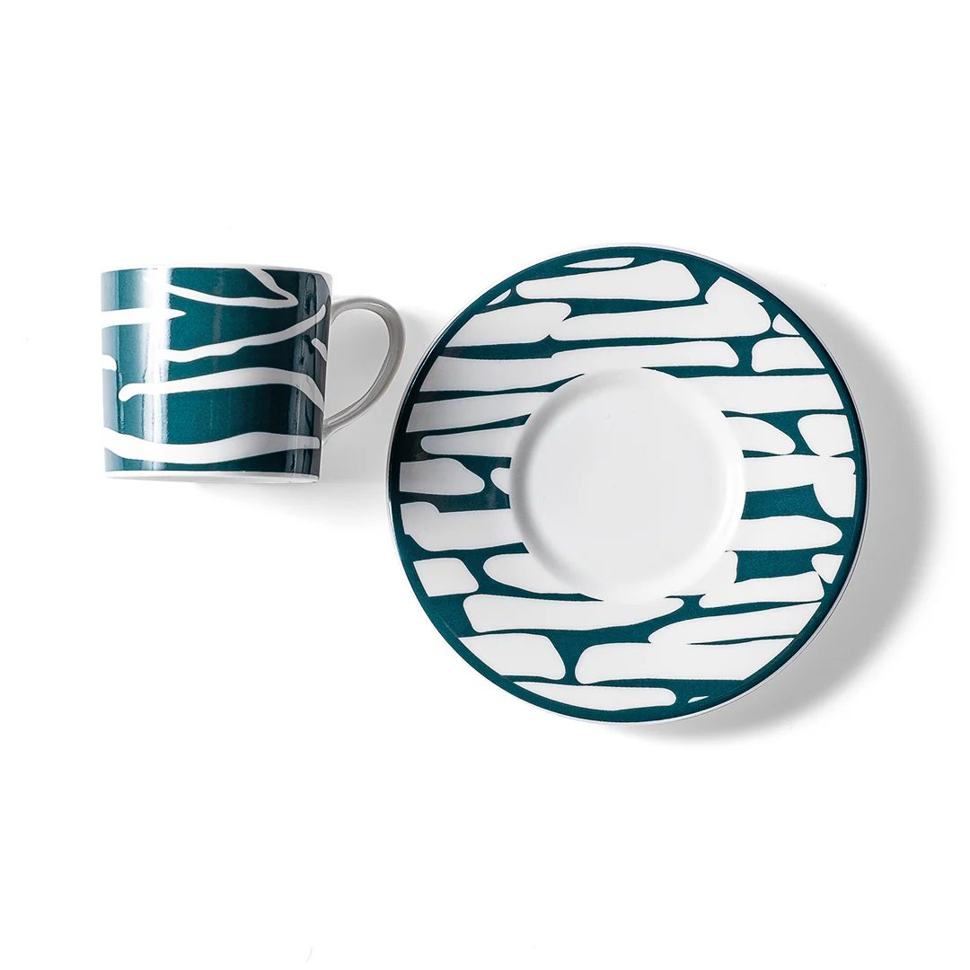 Zebra Desen Petrol Renk Kahve Fincanı