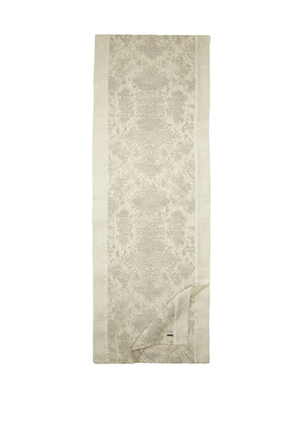 Yılan  Desenli Gri Keten Runner