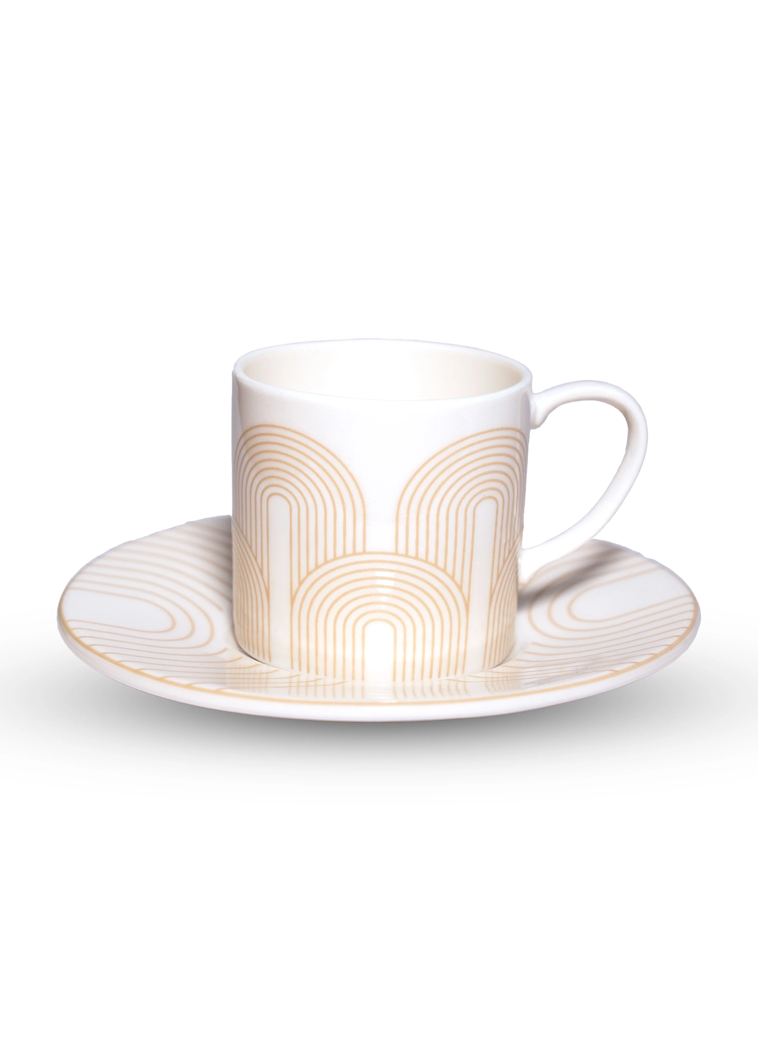 Çizgili Desen Vizon Renk Kahve Fincanı