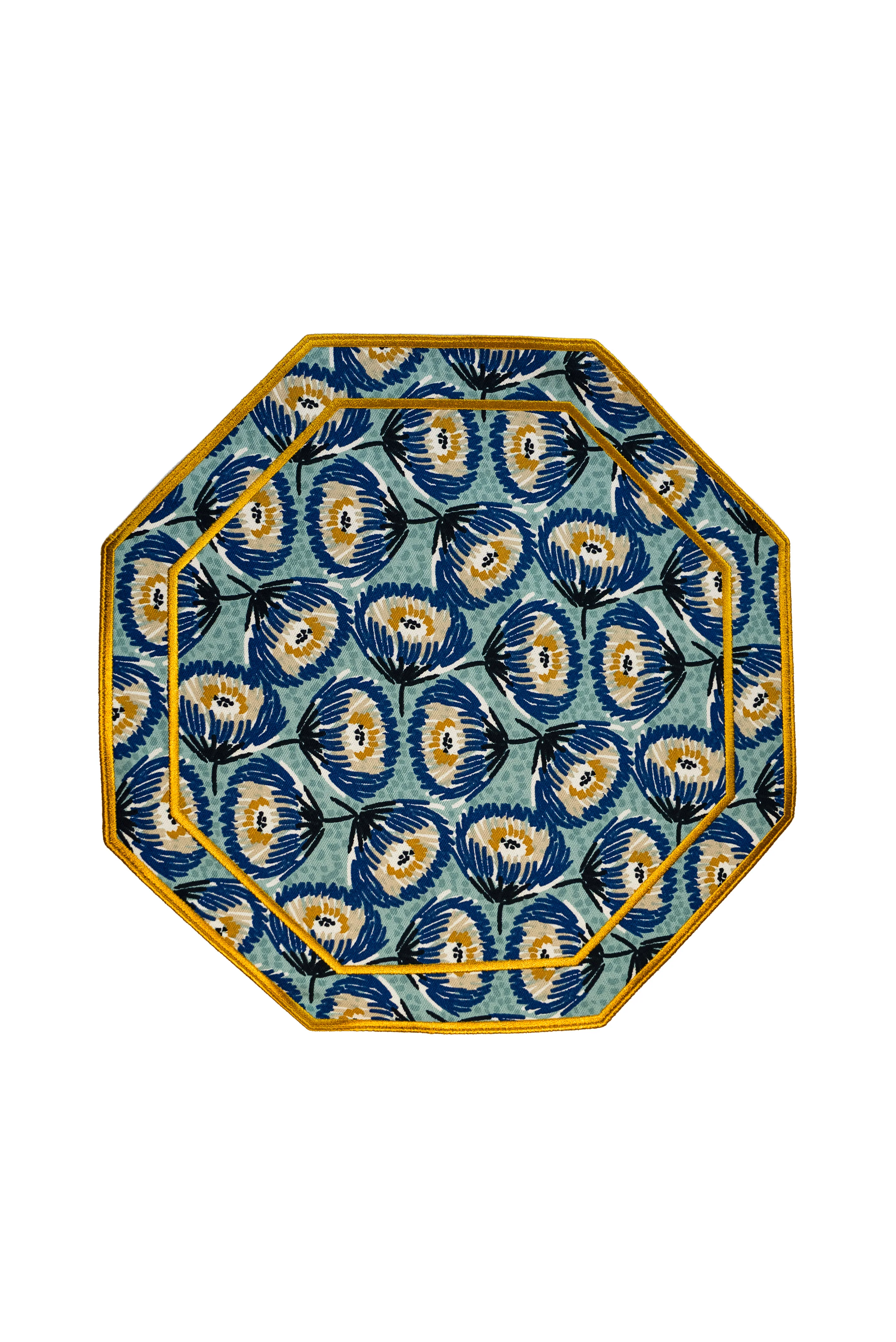 Sarı Turkuaz Desenli Amerikan Servis