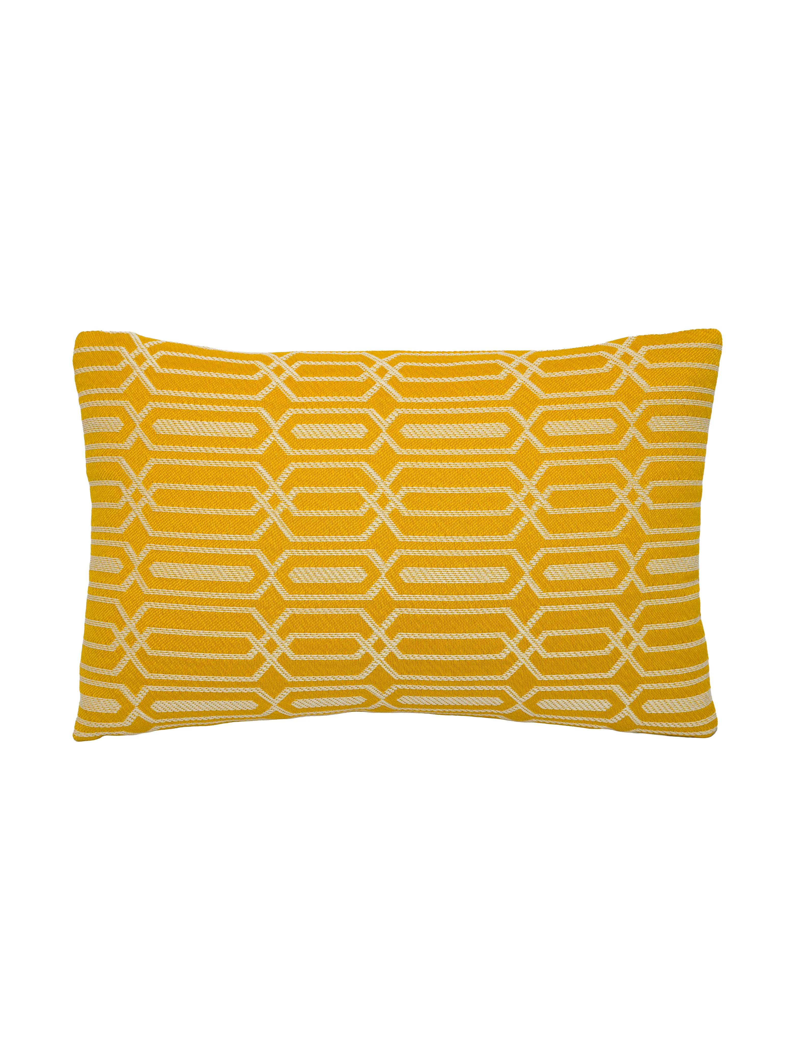 Geometrik Desenli Outdoor kumaş Sarı Yastık