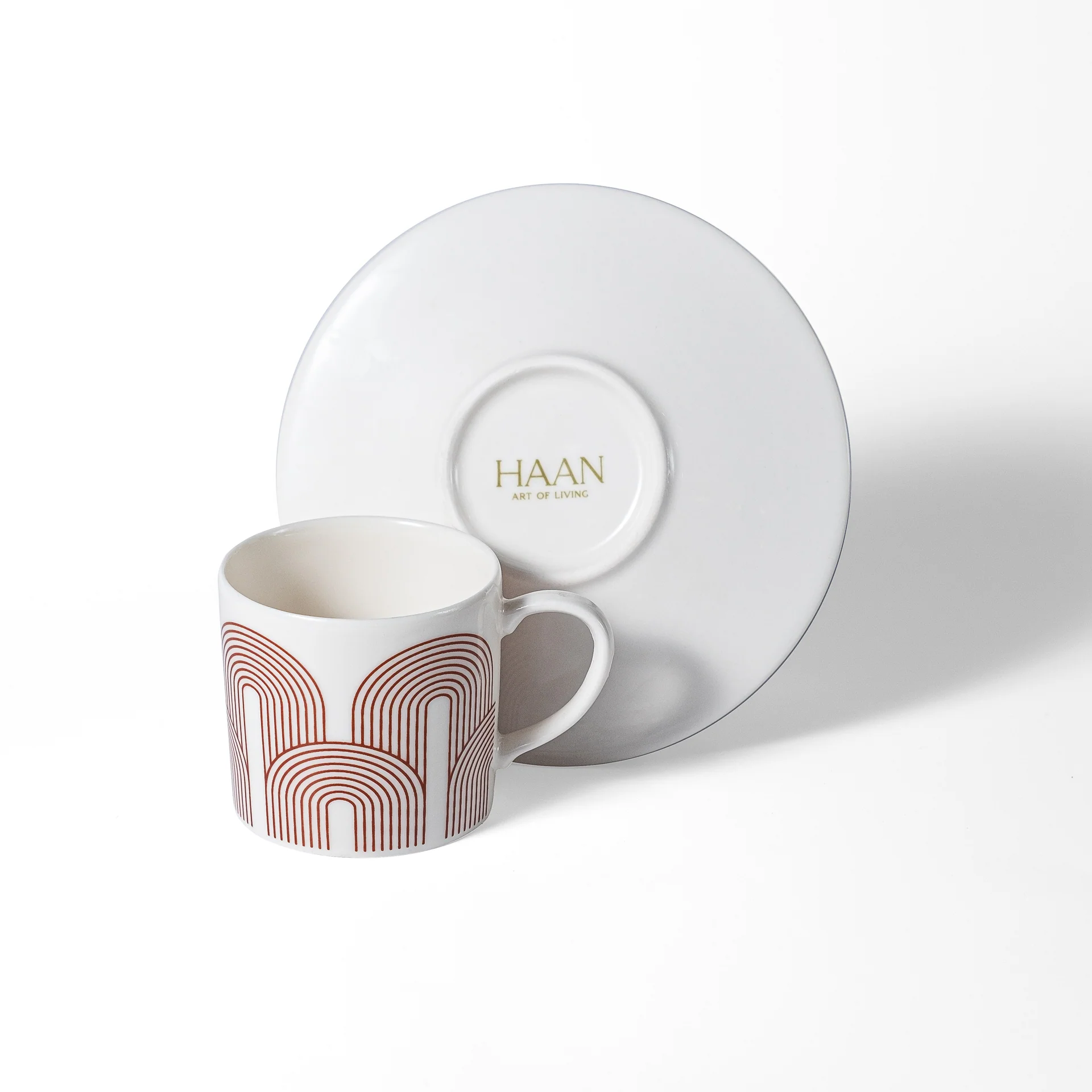 Çizgili Desen Borda Renk Kahve Fincanı