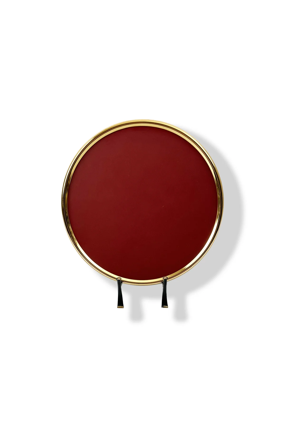 Bordo Deri Yuvarlak Supla ve Kahve Tepsisi