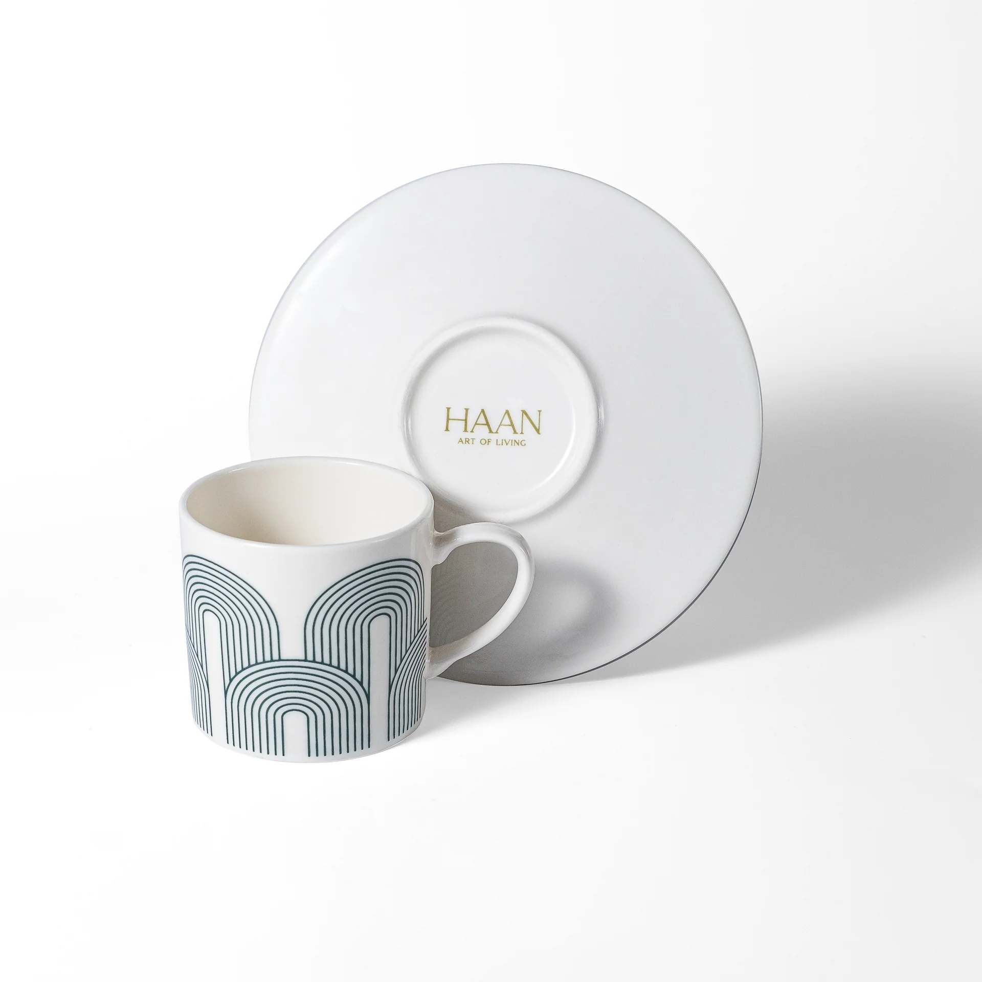 Çizgili Desen Petrol Renk Kahve Fincanı