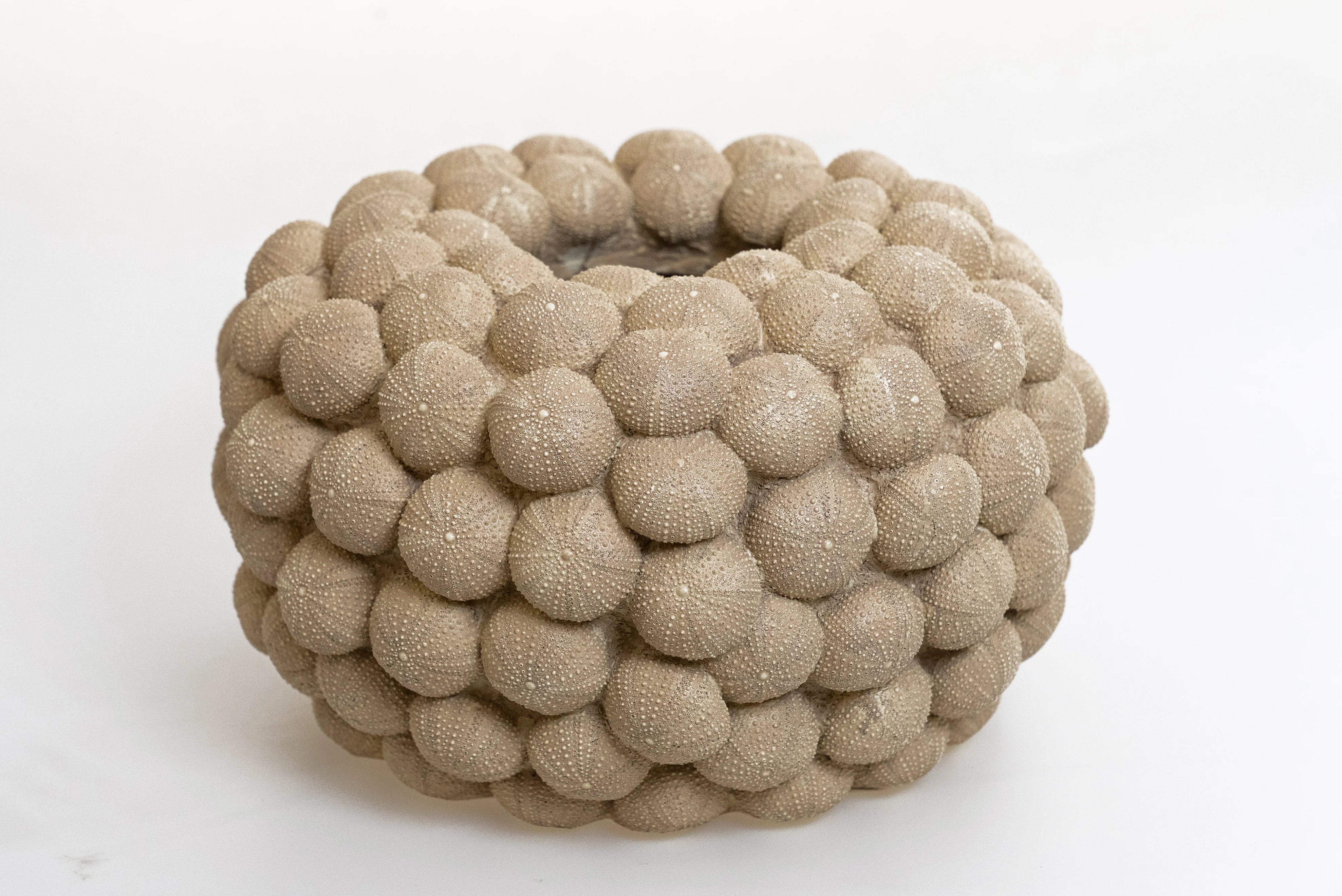 Deniz Kestanesi Dokulu Krem Rengi Vazo