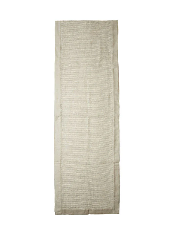 Gri Parlak File Keten Runner