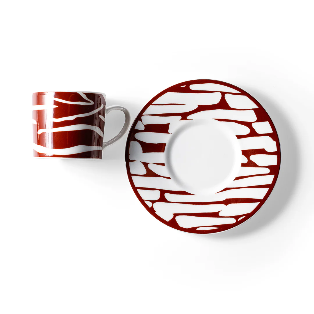 Zebra Desen Bordo Renk Kahve Fincanı