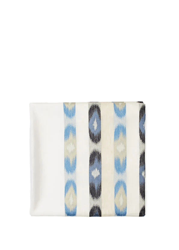 İkad Desenli Keten Masa Örtüsü