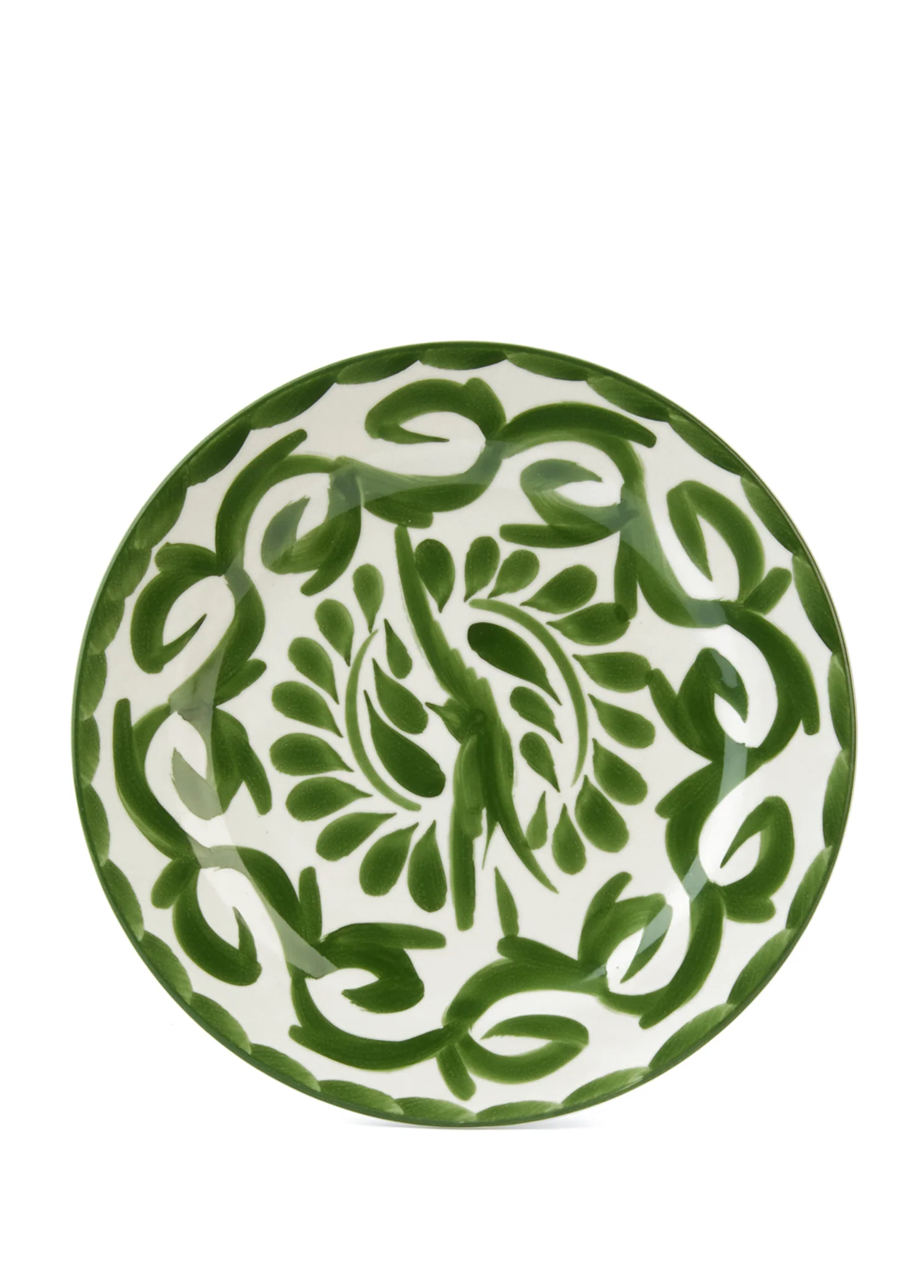 Yeşil El Boyaması Porselen Tabak