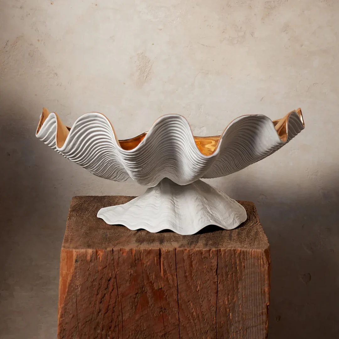 Neptune Büyük İçi Gold Deniz Kabuğu Ayaklı Kase