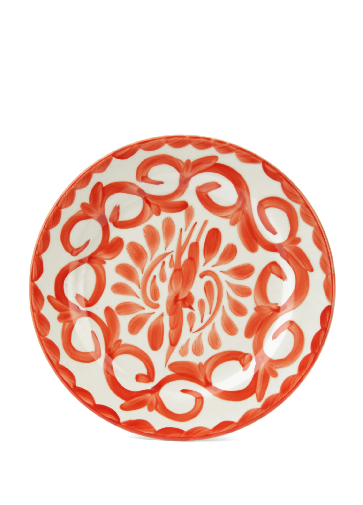 Kırmızı El Boyaması Porselen Tabak