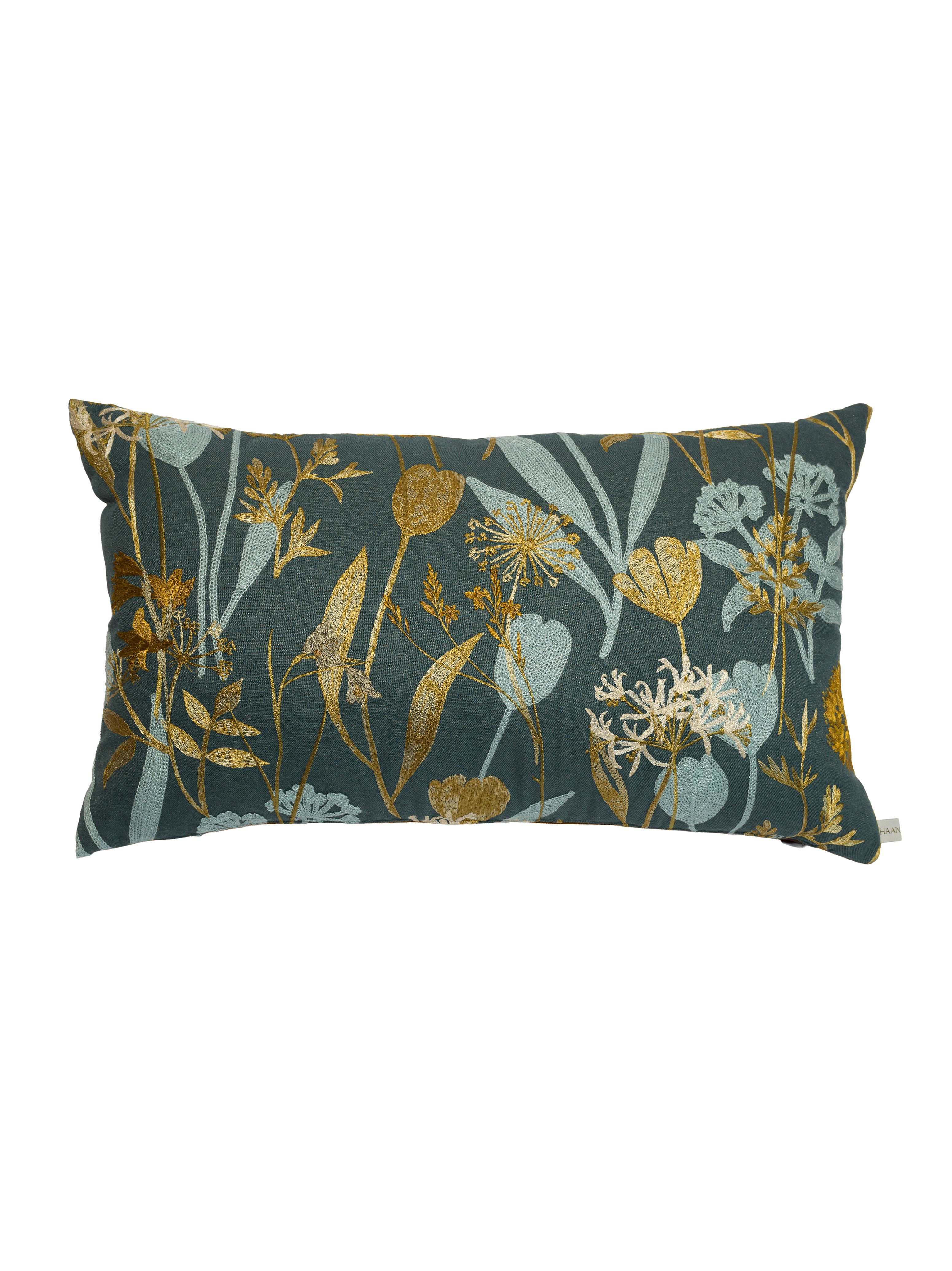 Çiçek Nakışlı Lacivert Yastık