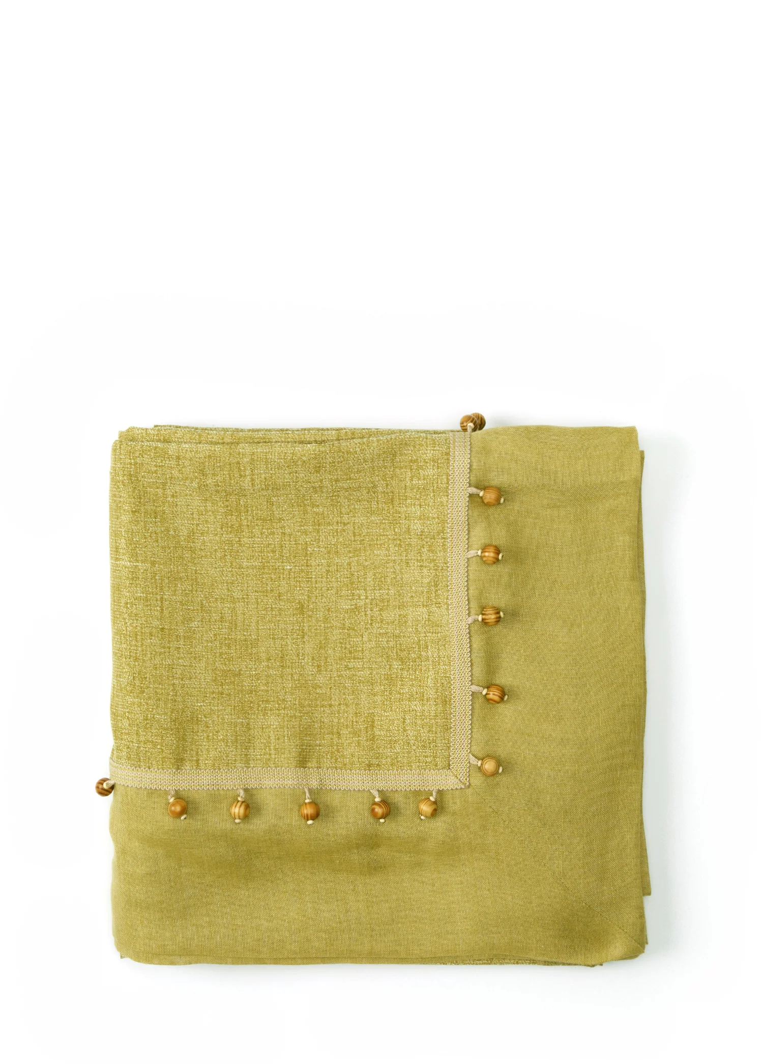 Sarı Ahşap Boncuklu Masa Örtüsü