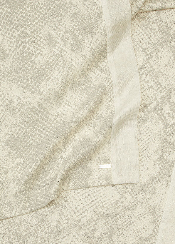 Yılan  Desenli Gri Keten Runner