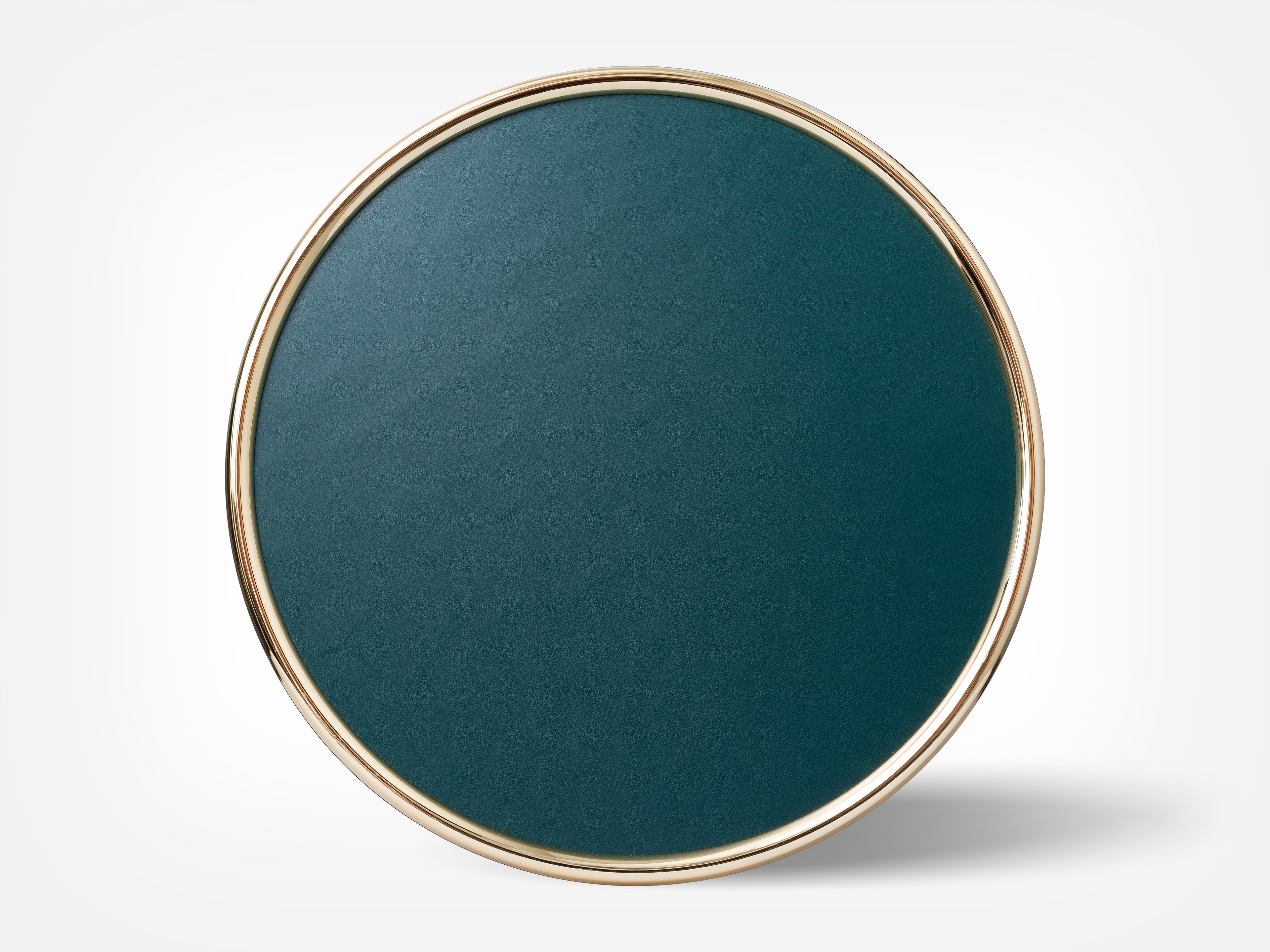 Petrol Yeşili Deri Supla ve  Kahve Tepsisi