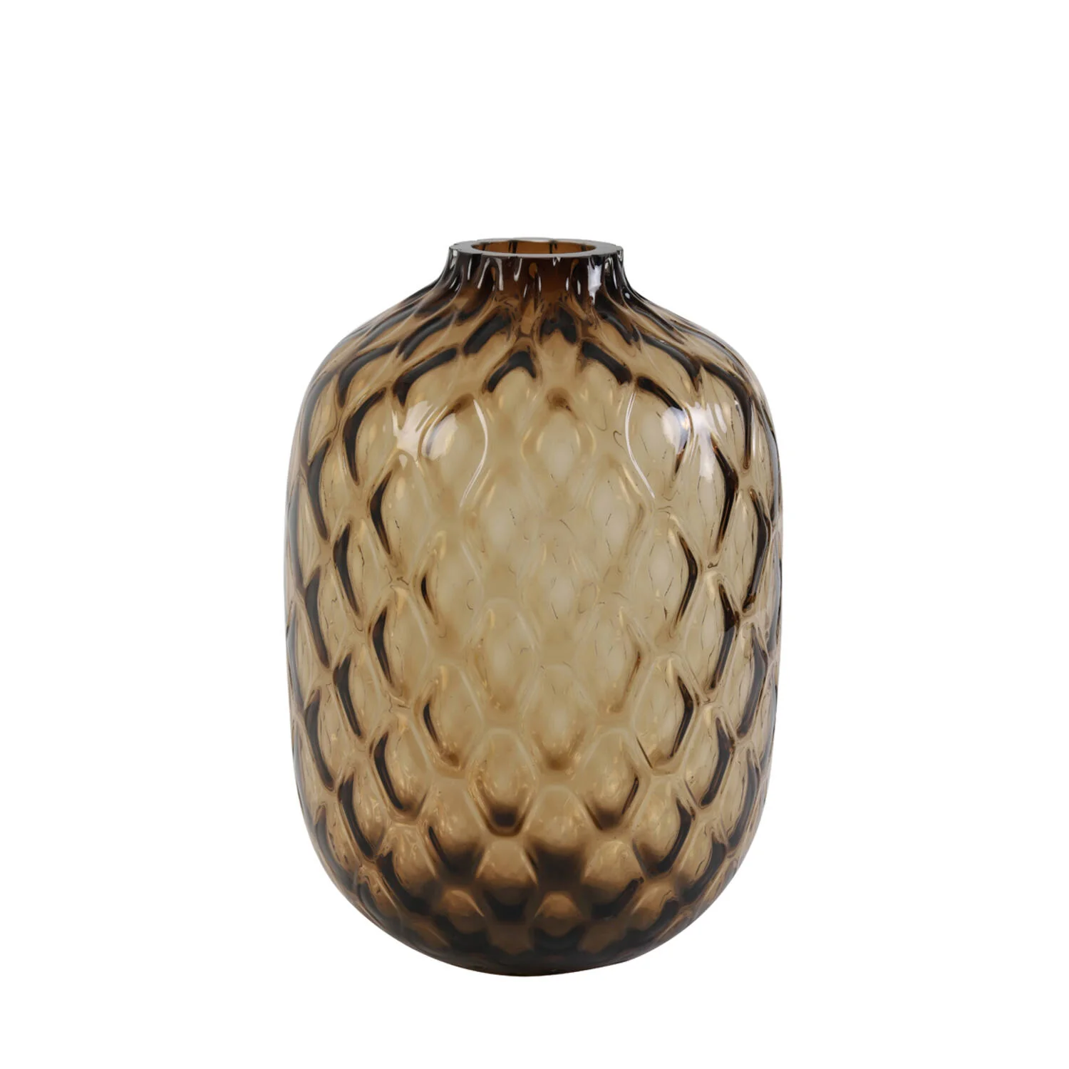 Petek Dokulu Kahverengi Cam Vazo