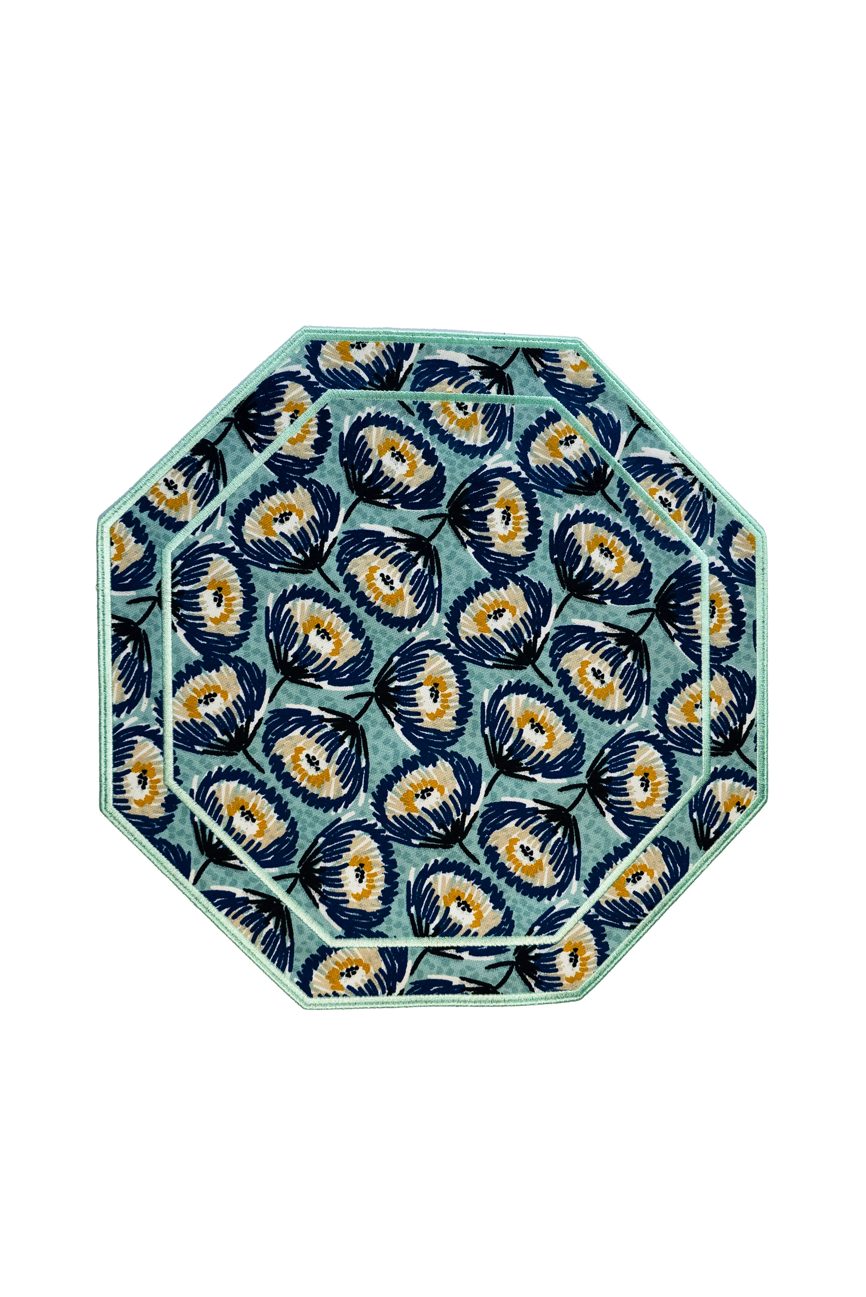 Mavi Turkuaz Desenli Amerikan Servis