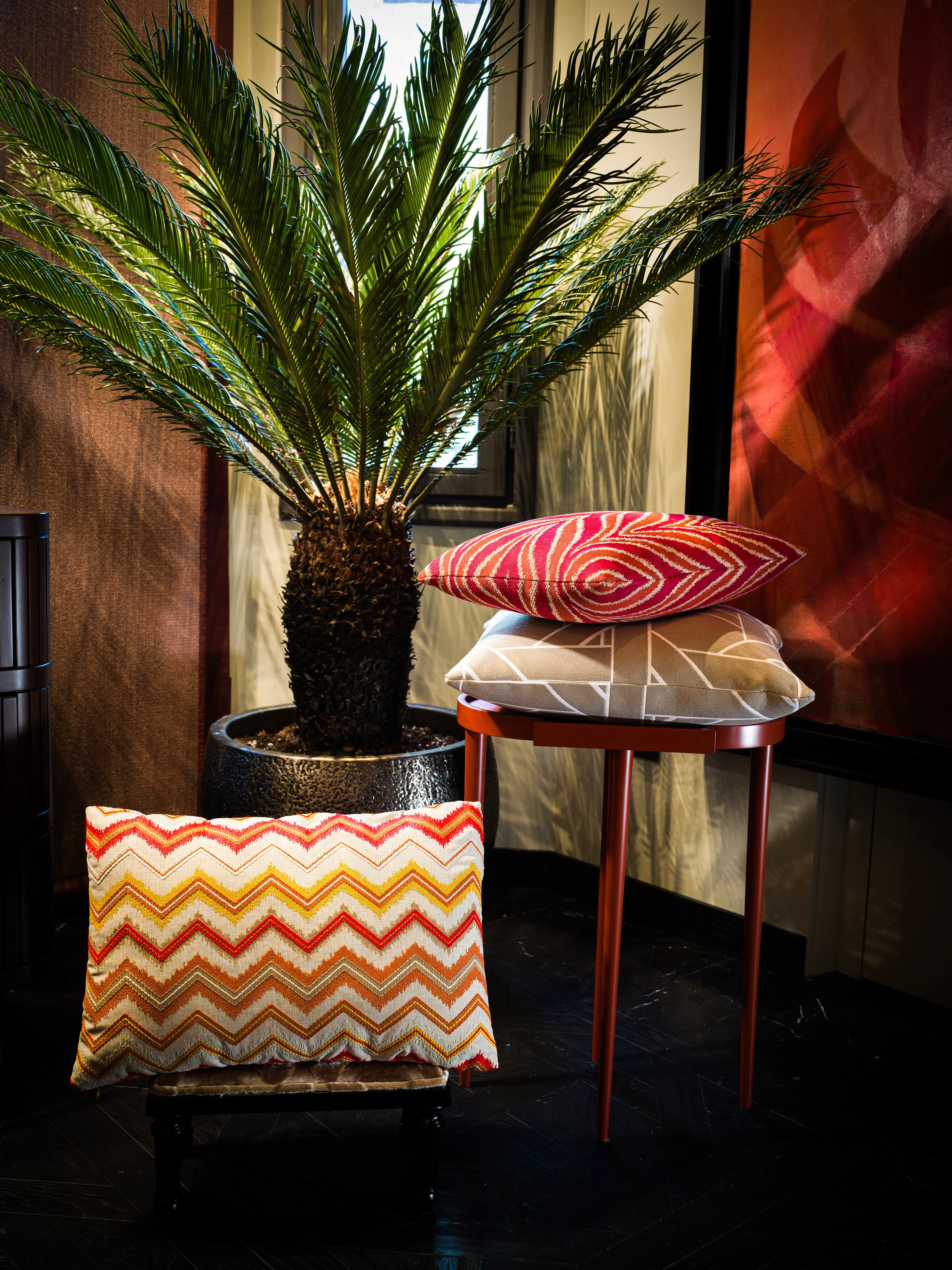 Zikzak desen turuncu dikdörtgen yastık