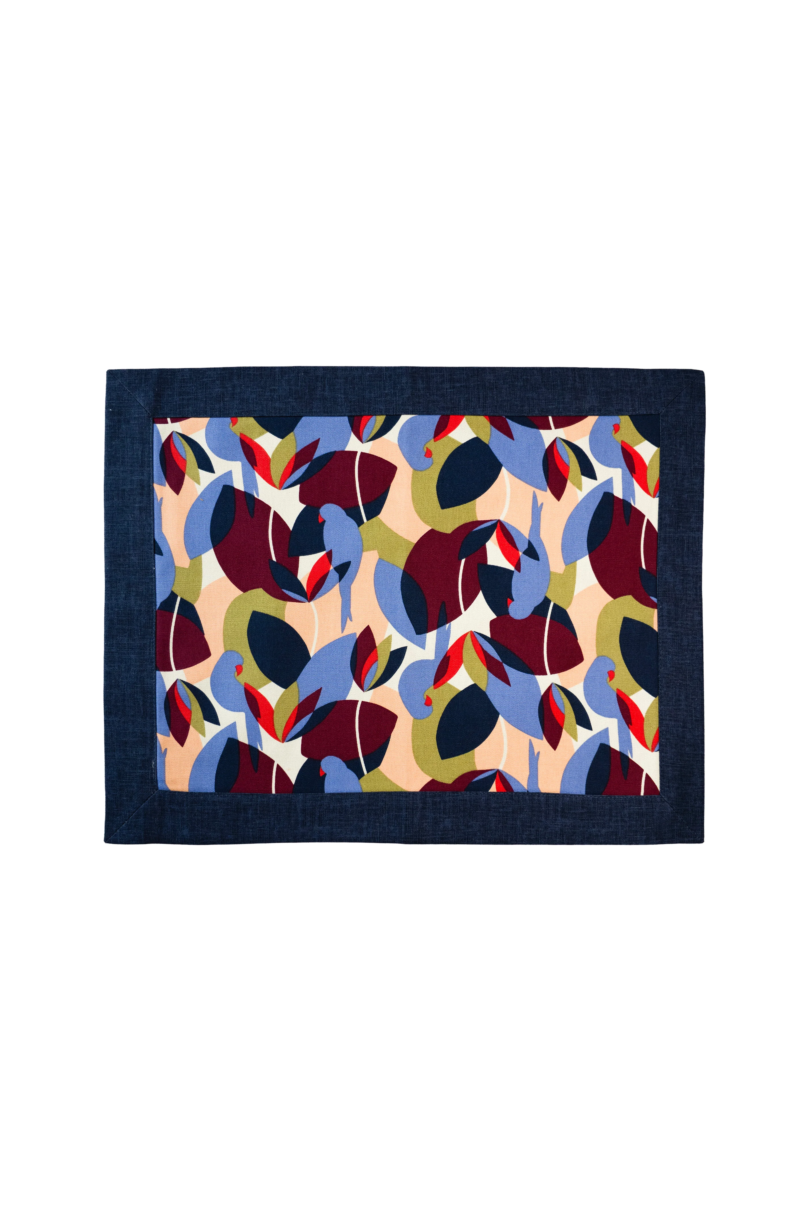 Lacivert Kenarlı Yapraklı Amerikan Servis