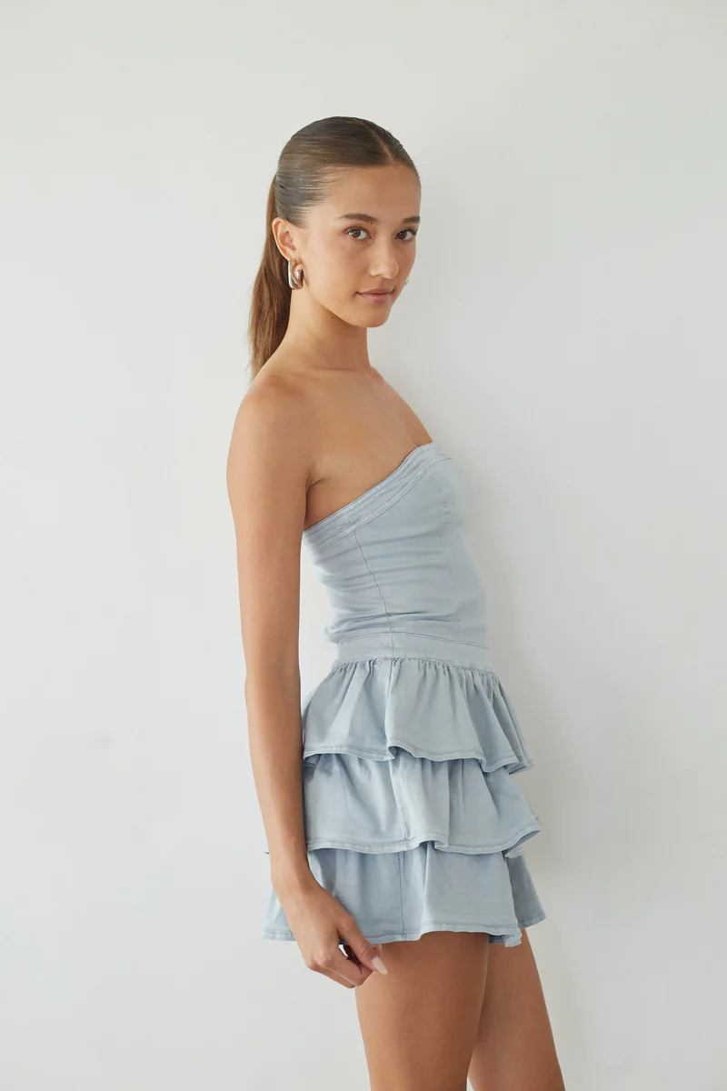Venus Strapless Ruffle Mini Dress