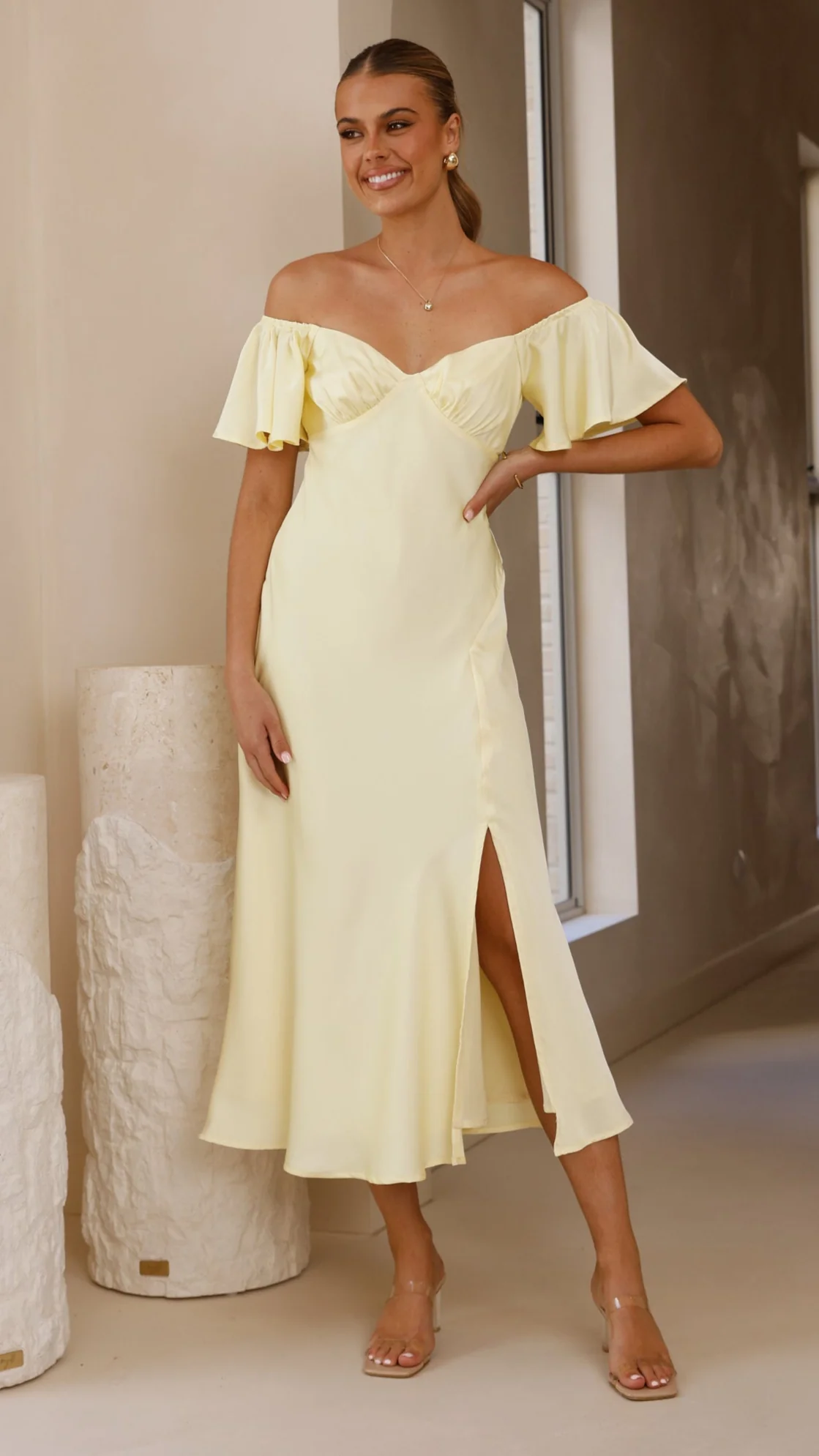 Louisa Midi Dress - Yellow