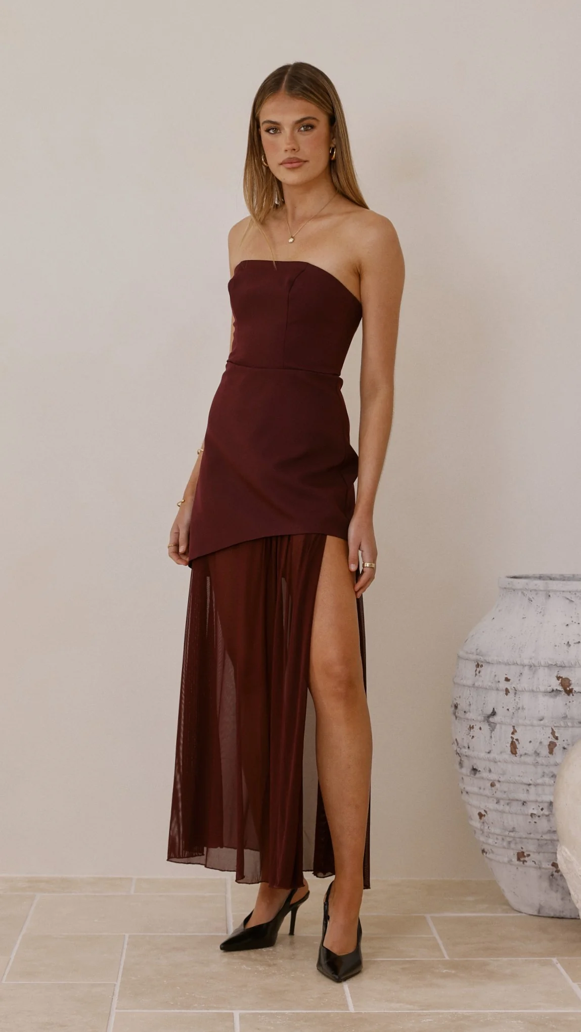 Fenella Asymmetrical Maxi Dress - Plum