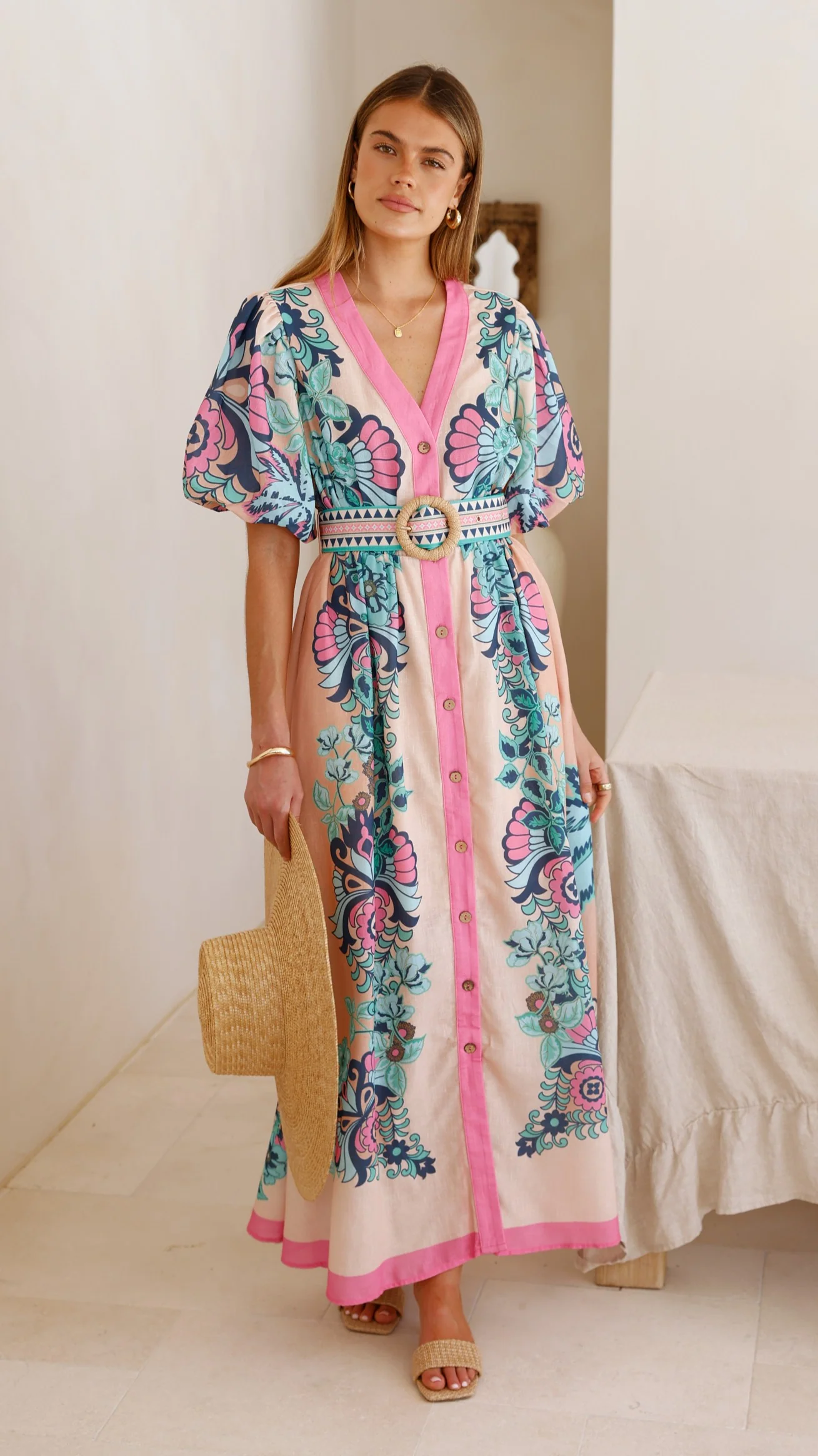 Dali Maxi Dress - Island Bloom Pink