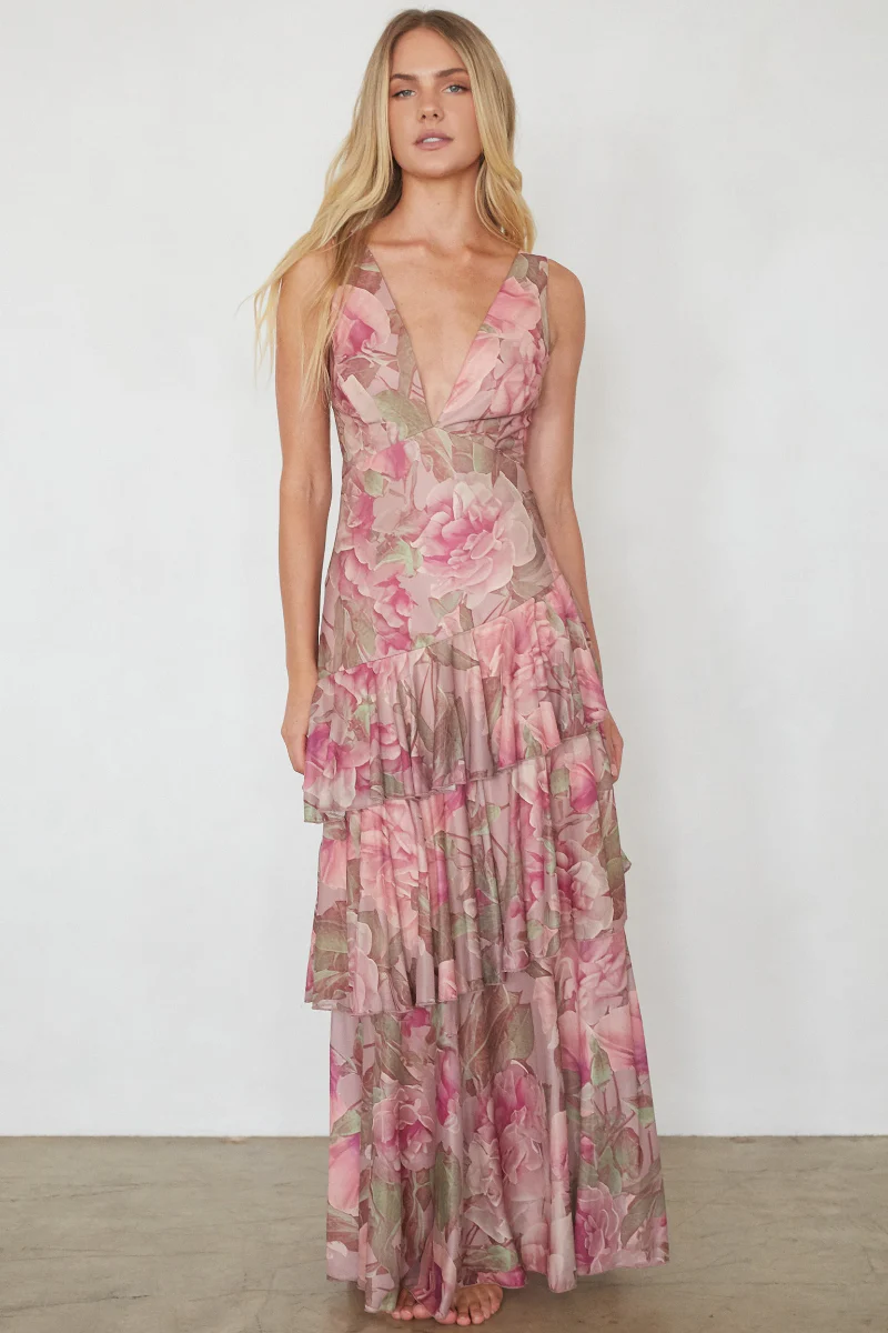 Imogen Mesh Tiered Maxi Dress