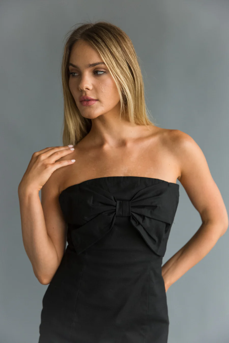 Mina Strapless Bow Bodycon Mini Dress