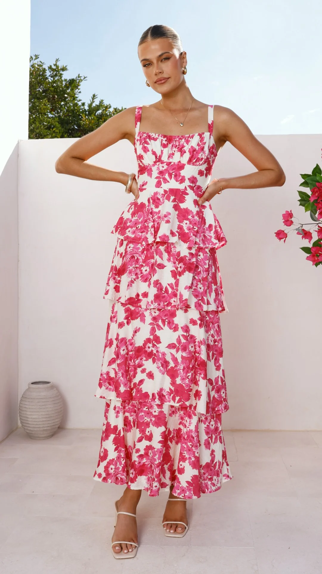 Odilia Maxi Dress - Pink/White Floral