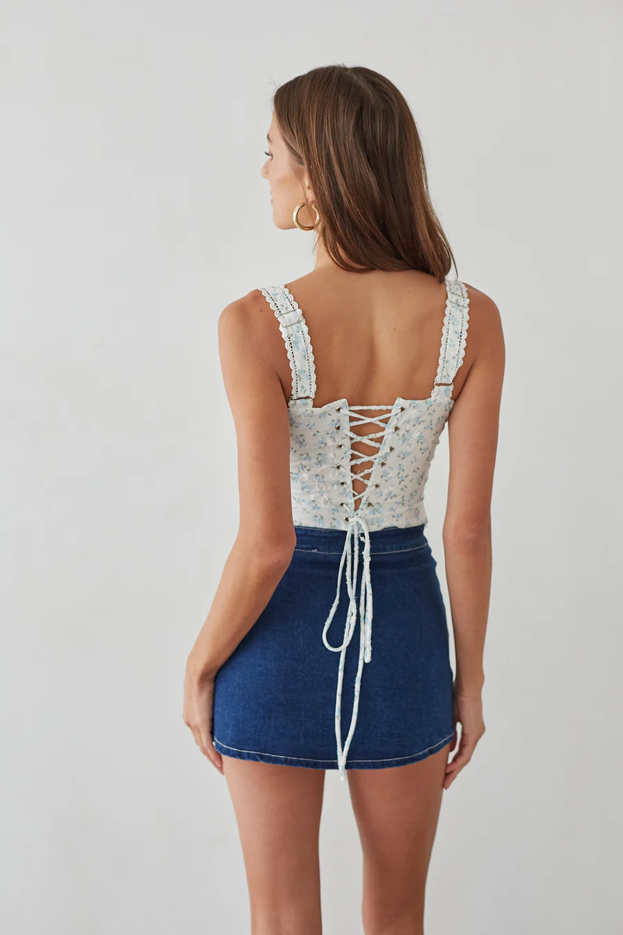 Beverly Lace Trim Floral Bustier Corset Top