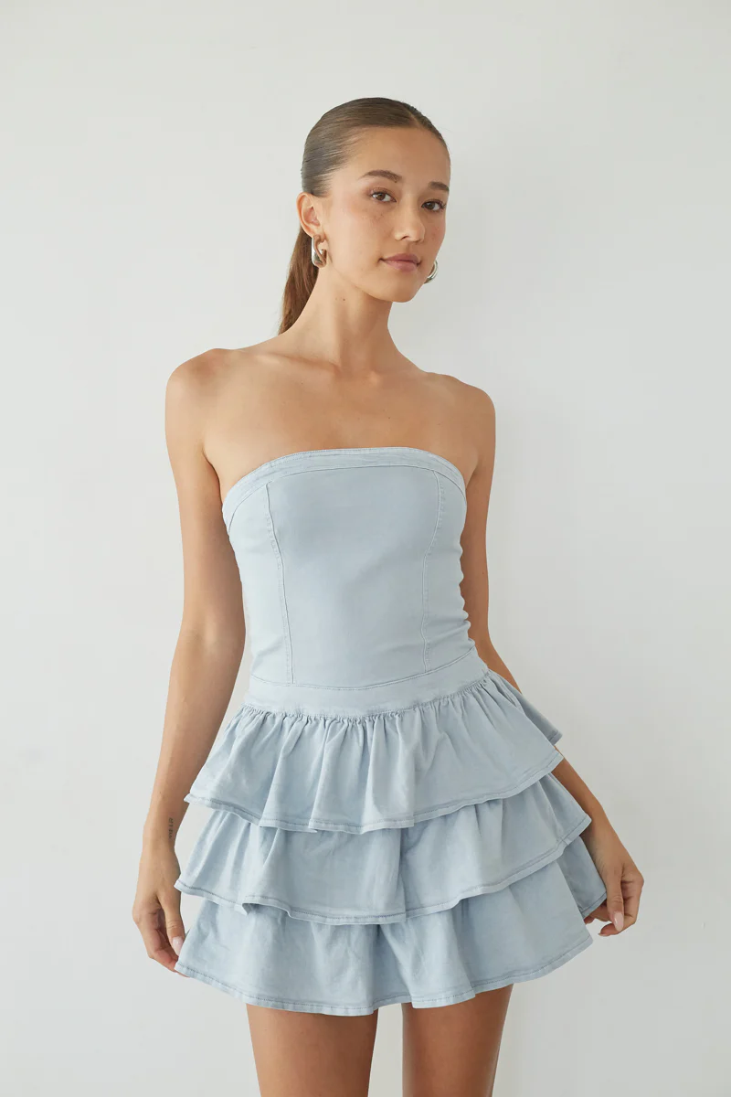 Venus Strapless Ruffle Mini Dress