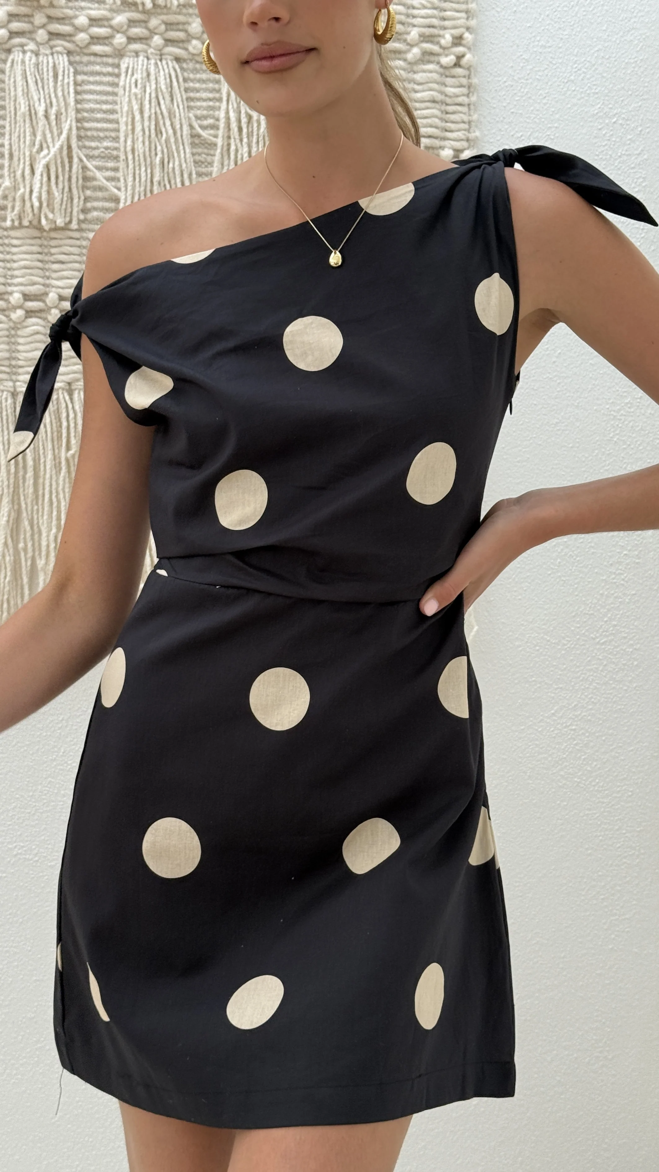 Ebbe Mini Dress - Black/Cream Polka