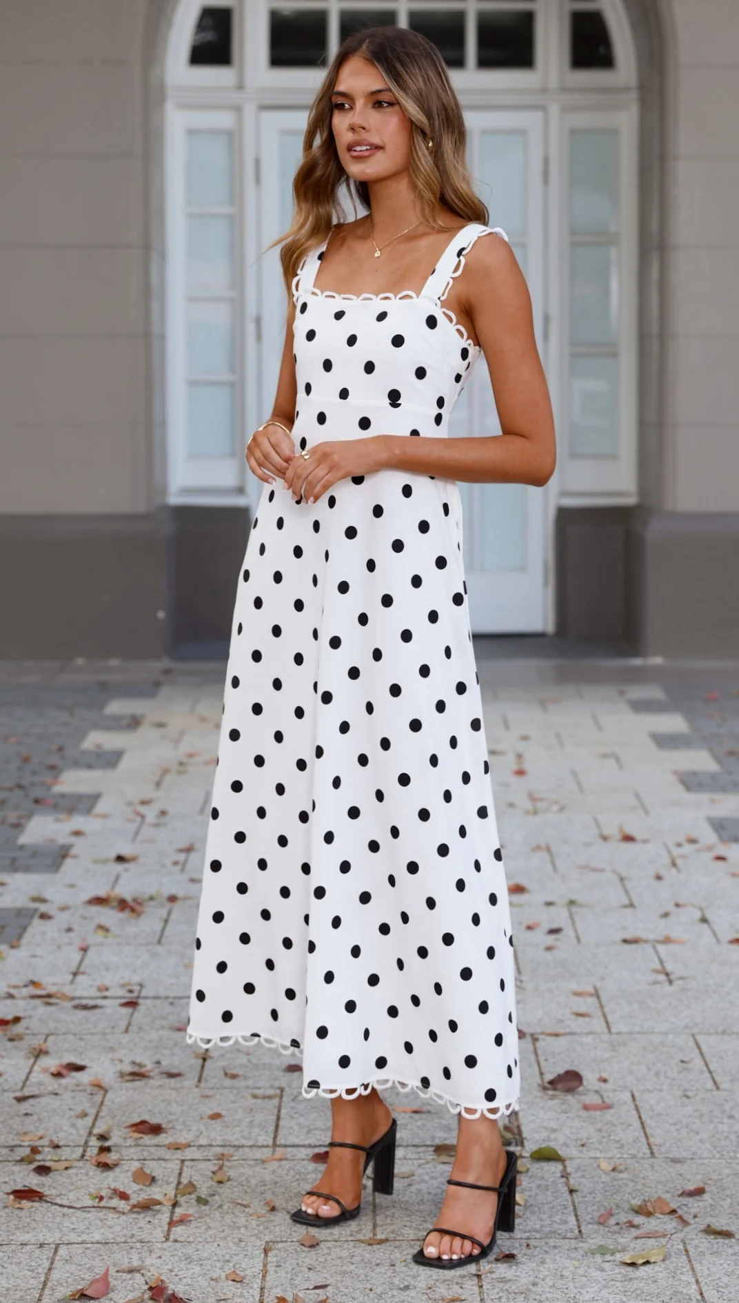 Milani Maxi Dress - White Polka