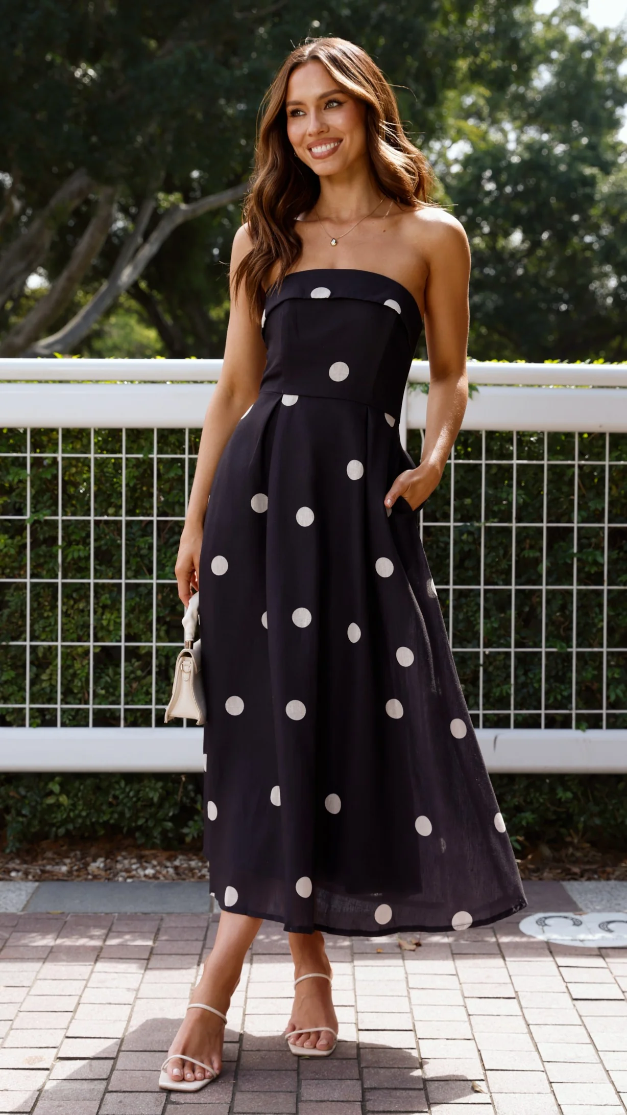 Tahlia Midi Dress - Black Polka Print