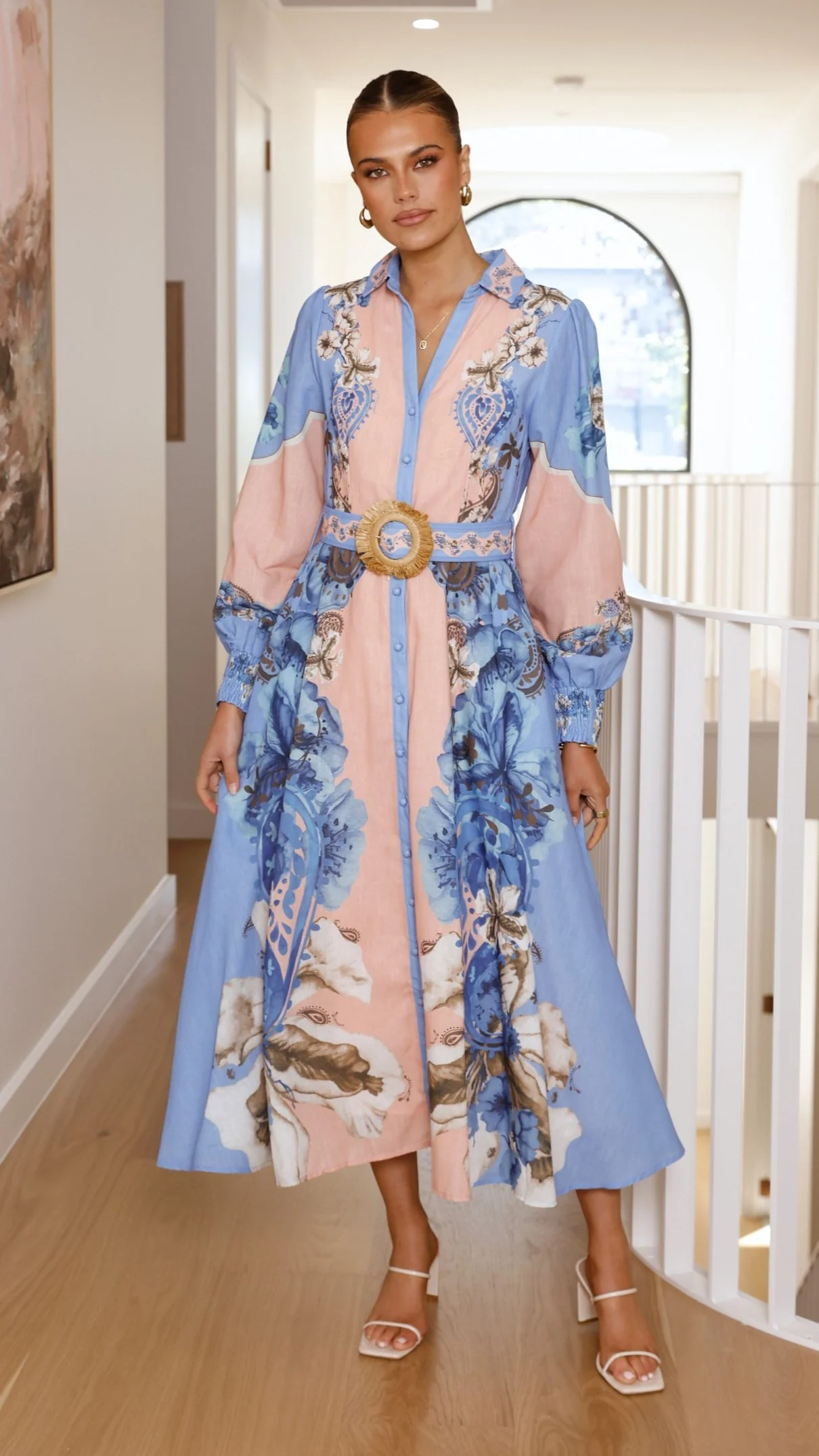 Naliah Long Sleeve Maxi Dress - Willow Blue