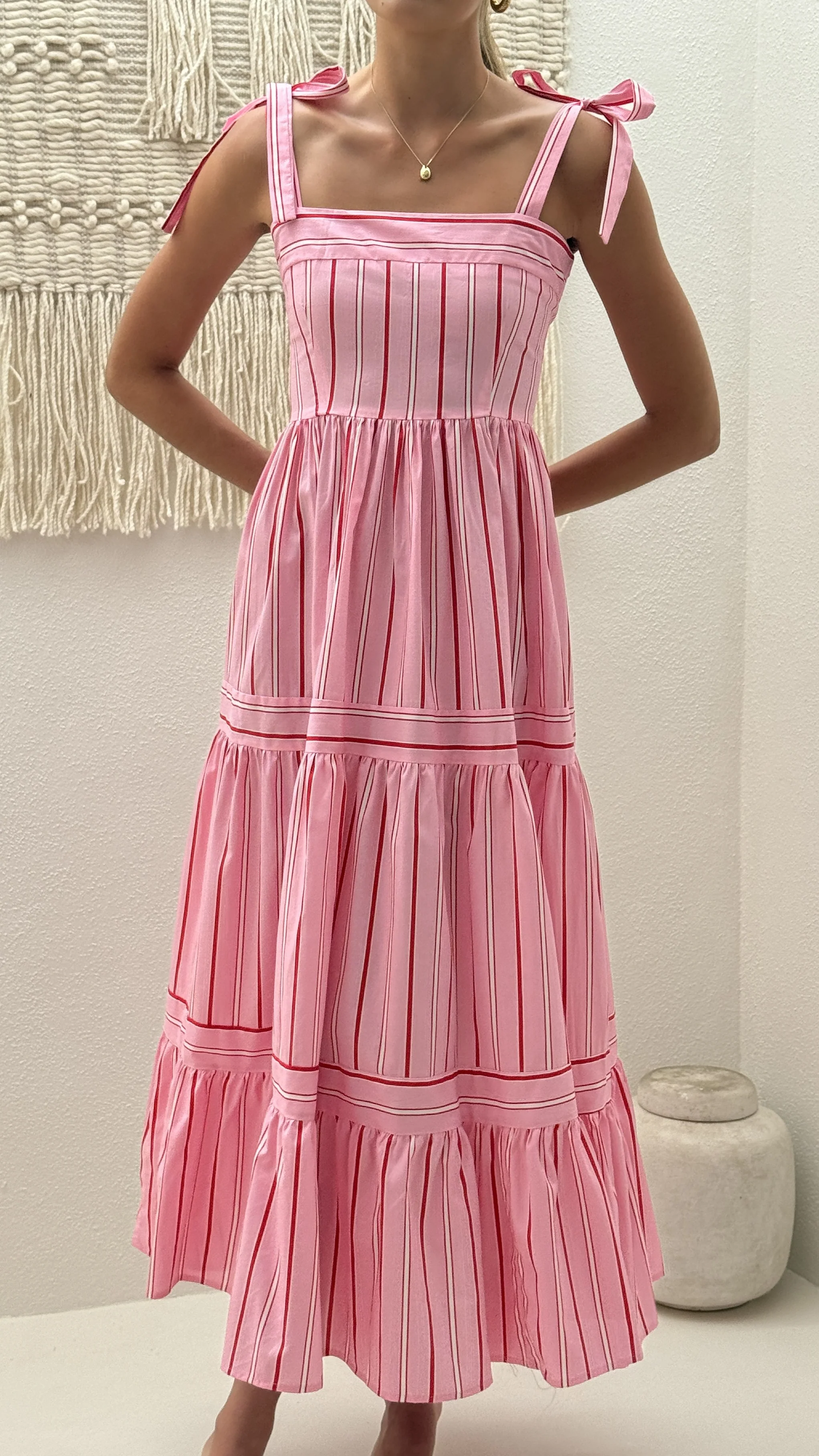 Caju Maxi Dress - Pink Stripe