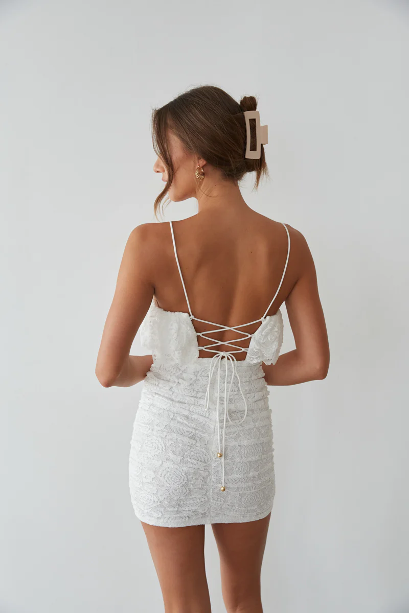 Devyn Lace Ruffle Bodycon Mini Dress