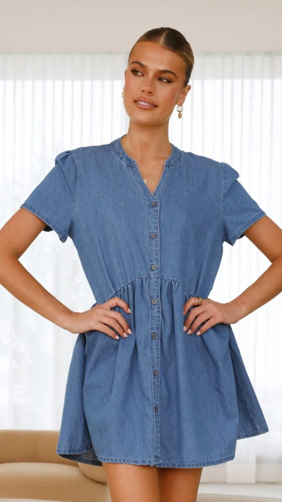 Juliani Mini Dress - Blue Denim