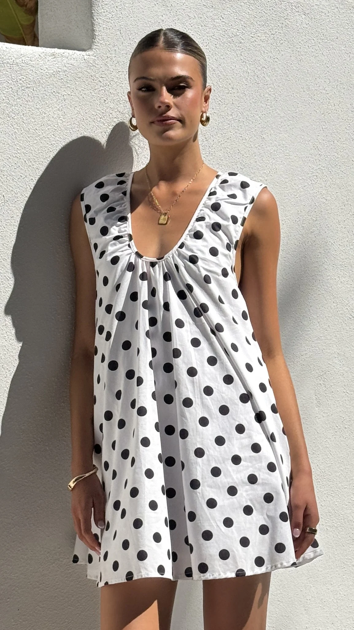Vanessa Mini Dress - White Polka