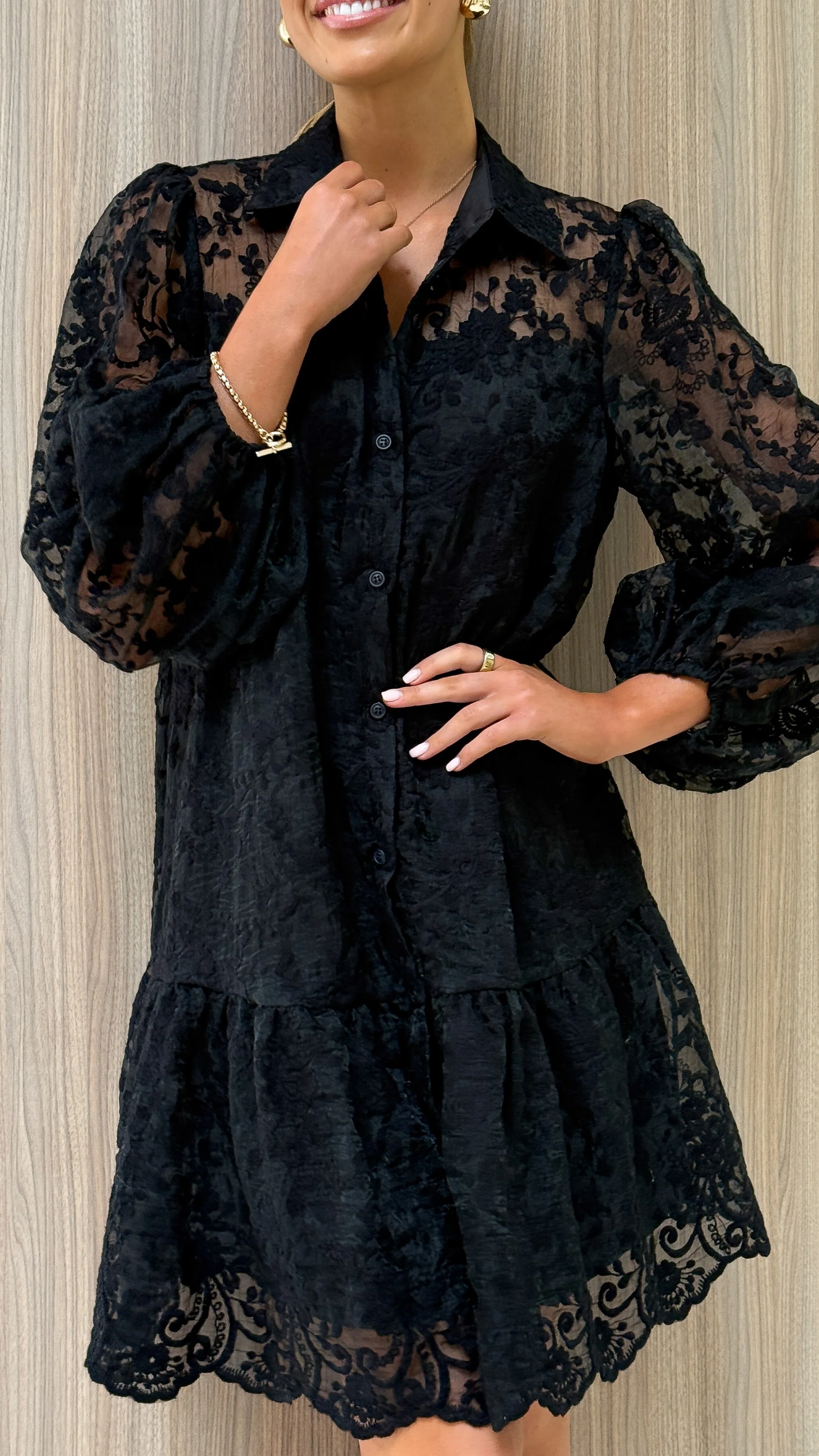 Acacia Lace Mini Dress - Black