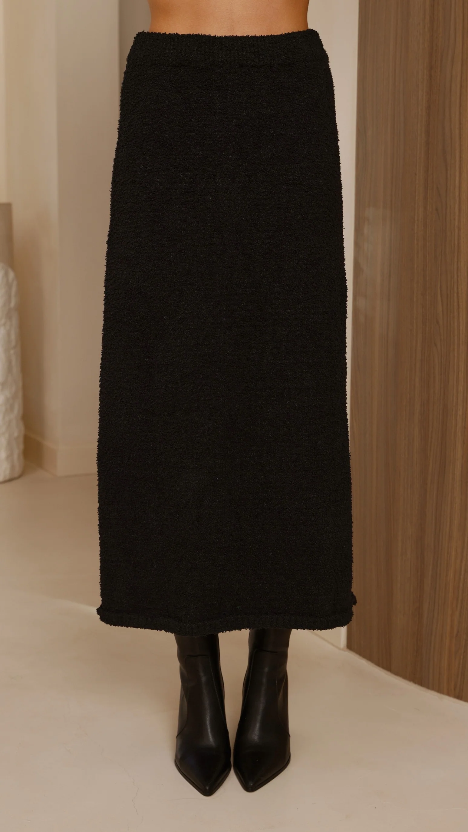 Cohen Knit Midi Skirt - Black