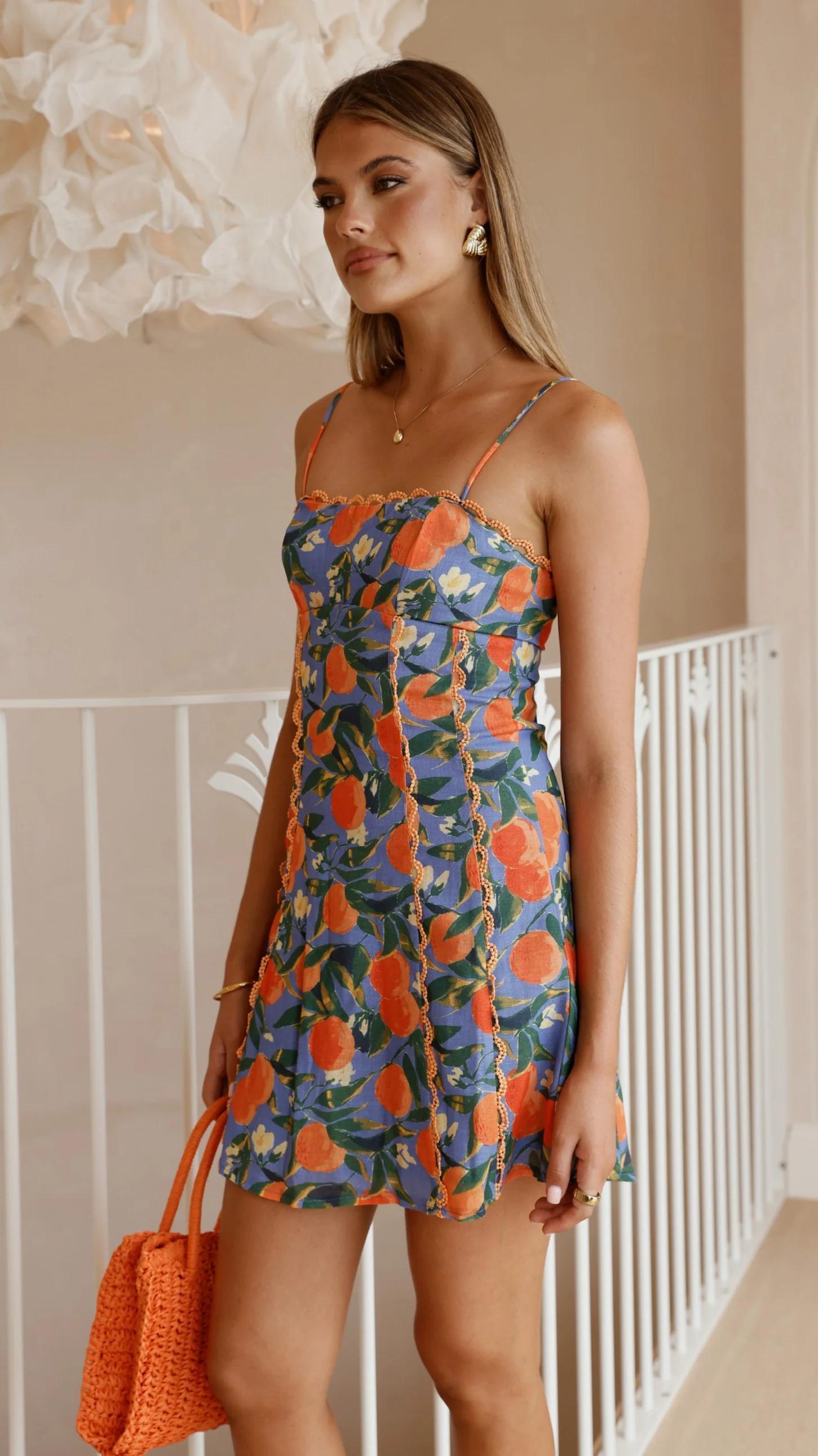 Cartia Mini Dress - Orange Print